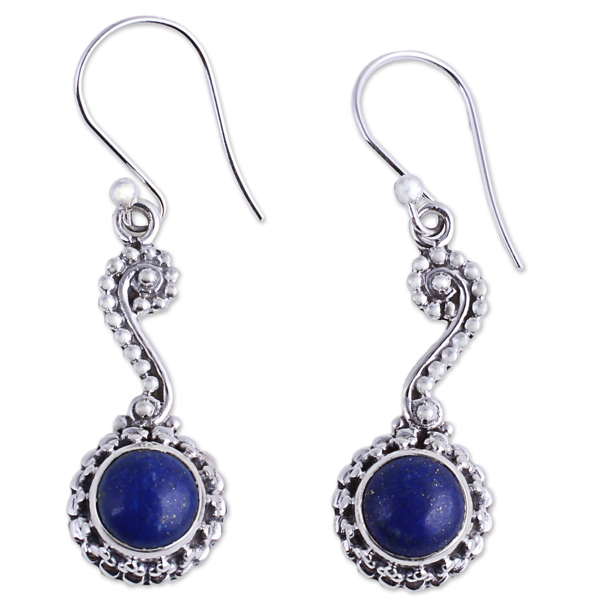 Premium Marina Handcrafted Lapis Lazuli Seahorse Dangle Earrings