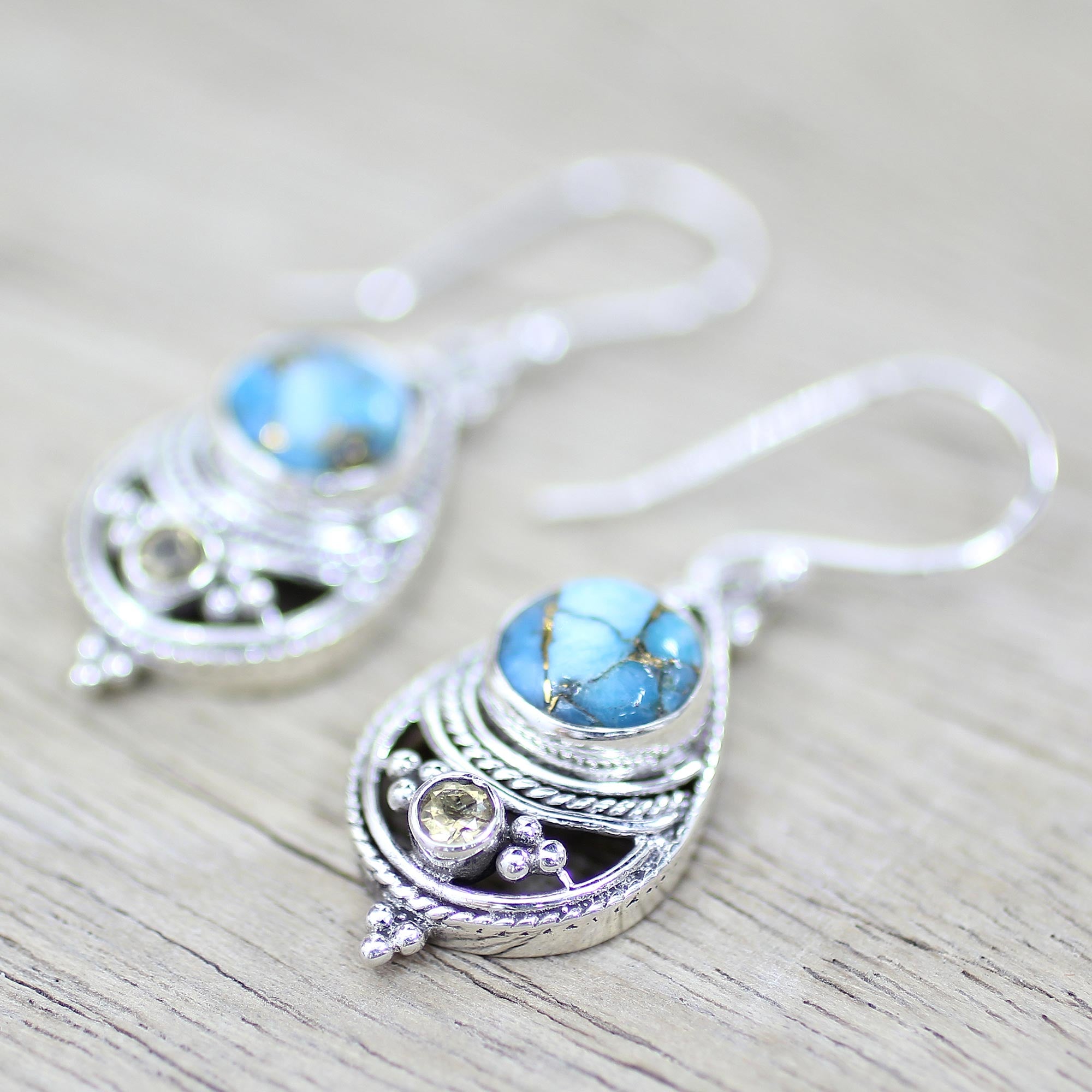 Premium Blue Adoration Turquoise Dangle Earrings - Handcrafted Elegance