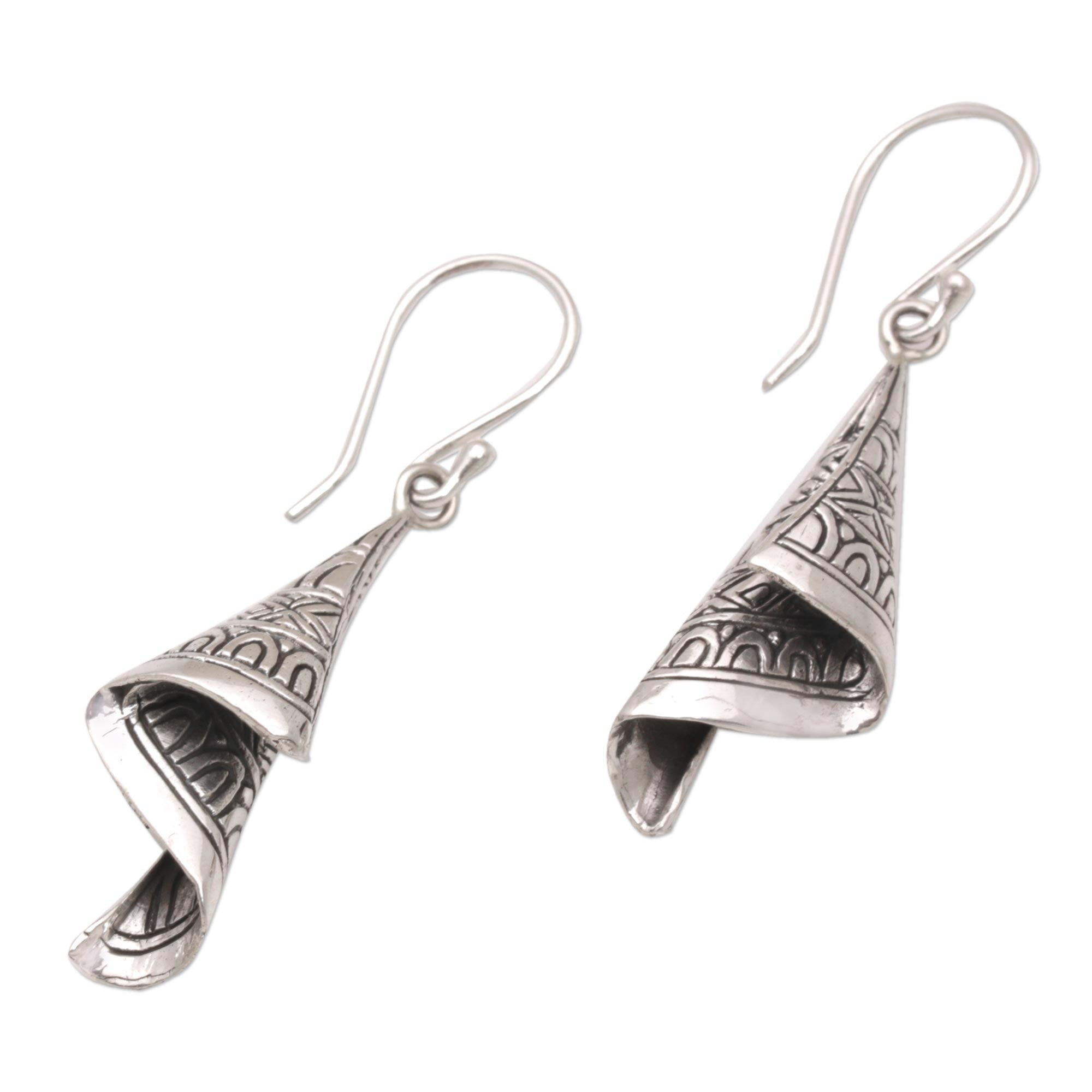 Premium Shining Sonket Silver Dangle Earrings - Handcrafted Elegance