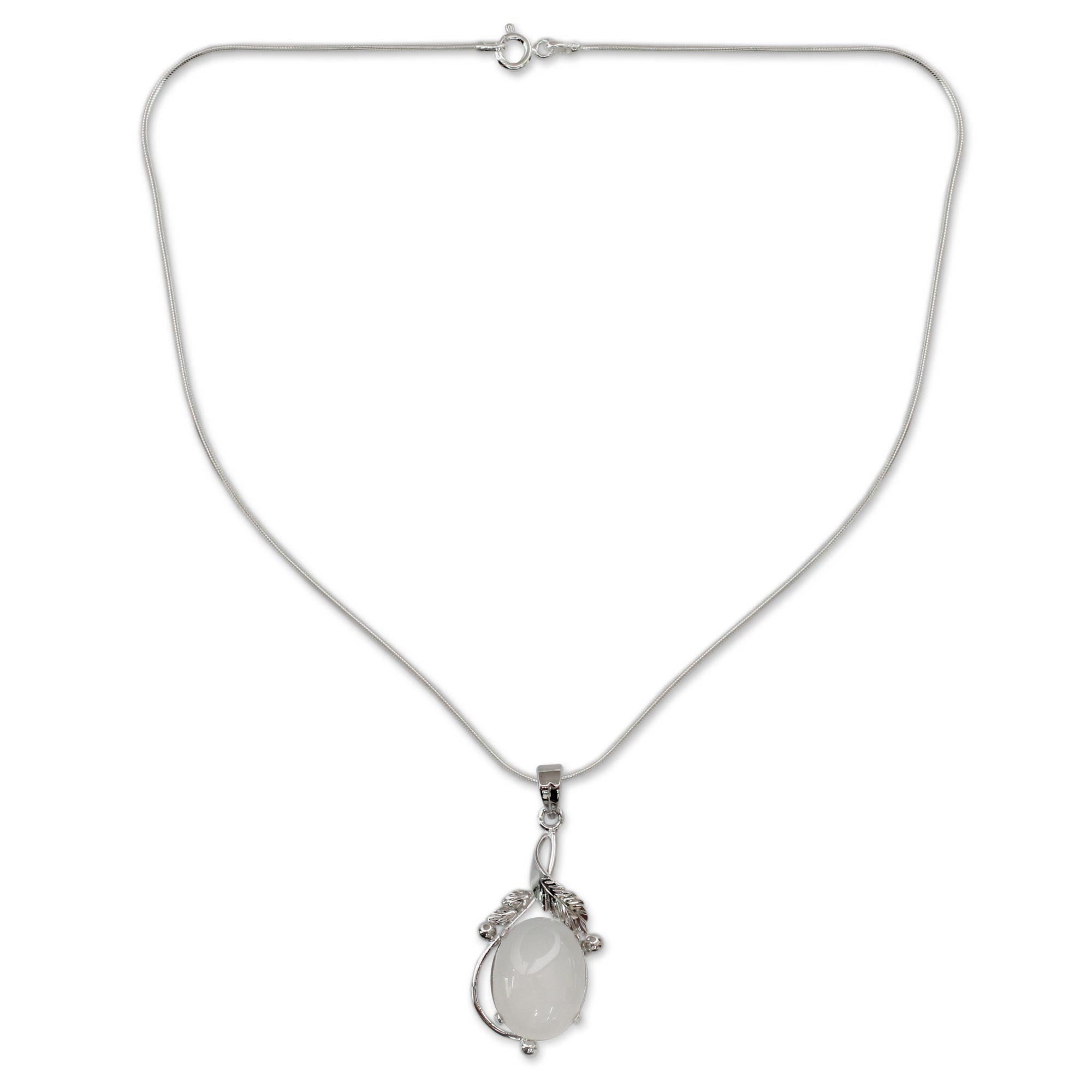 Premium Moon Goddess Charm Chalcedony Necklace – Sterling Silver Artisan Jewelry