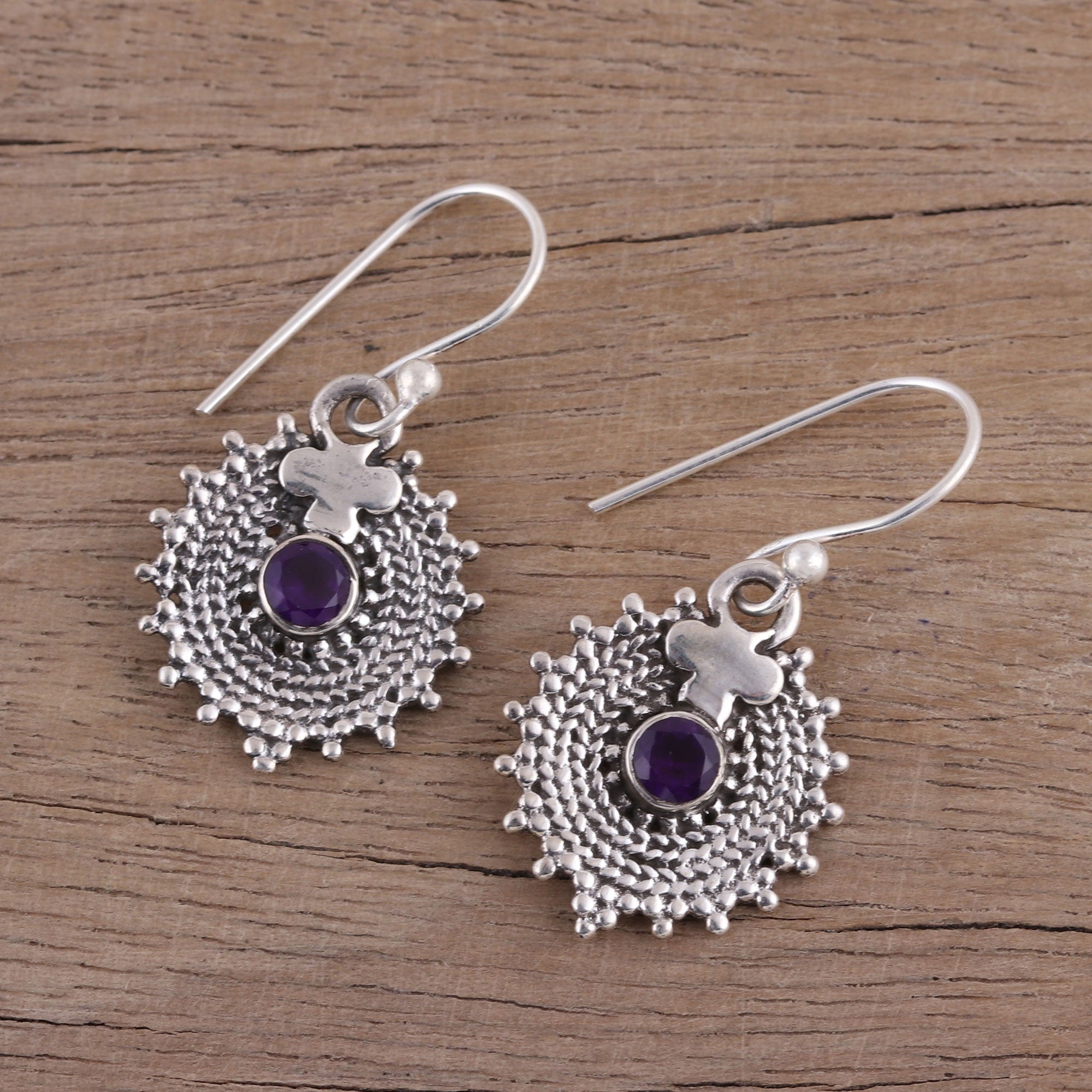 Premium Amethyst Dangle Earrings in Sterling Silver – Purple Elegance