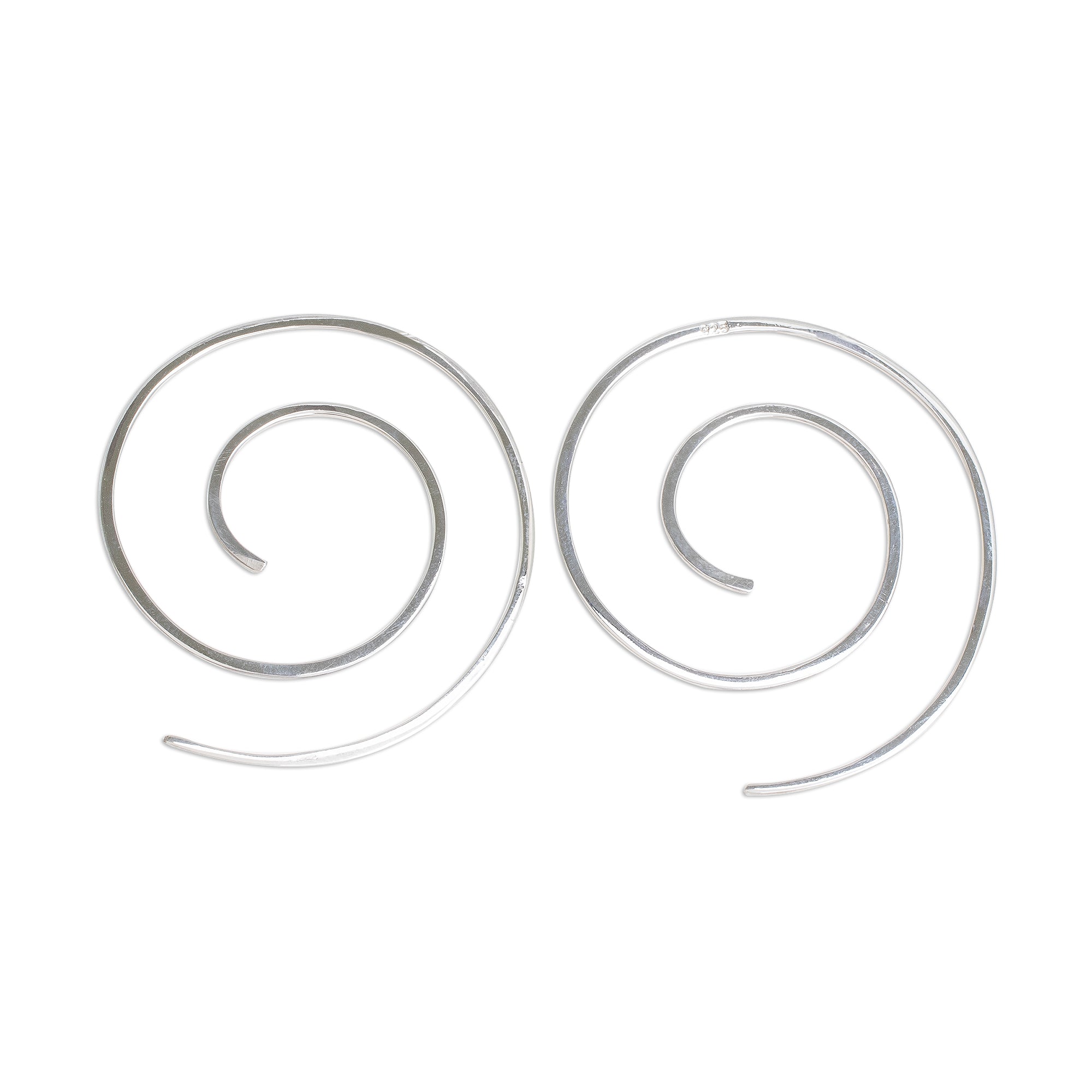 Premium Fibonacci Spiral Sterling Silver Half-Hoop Earrings - Artisan Crafted in Guatemala