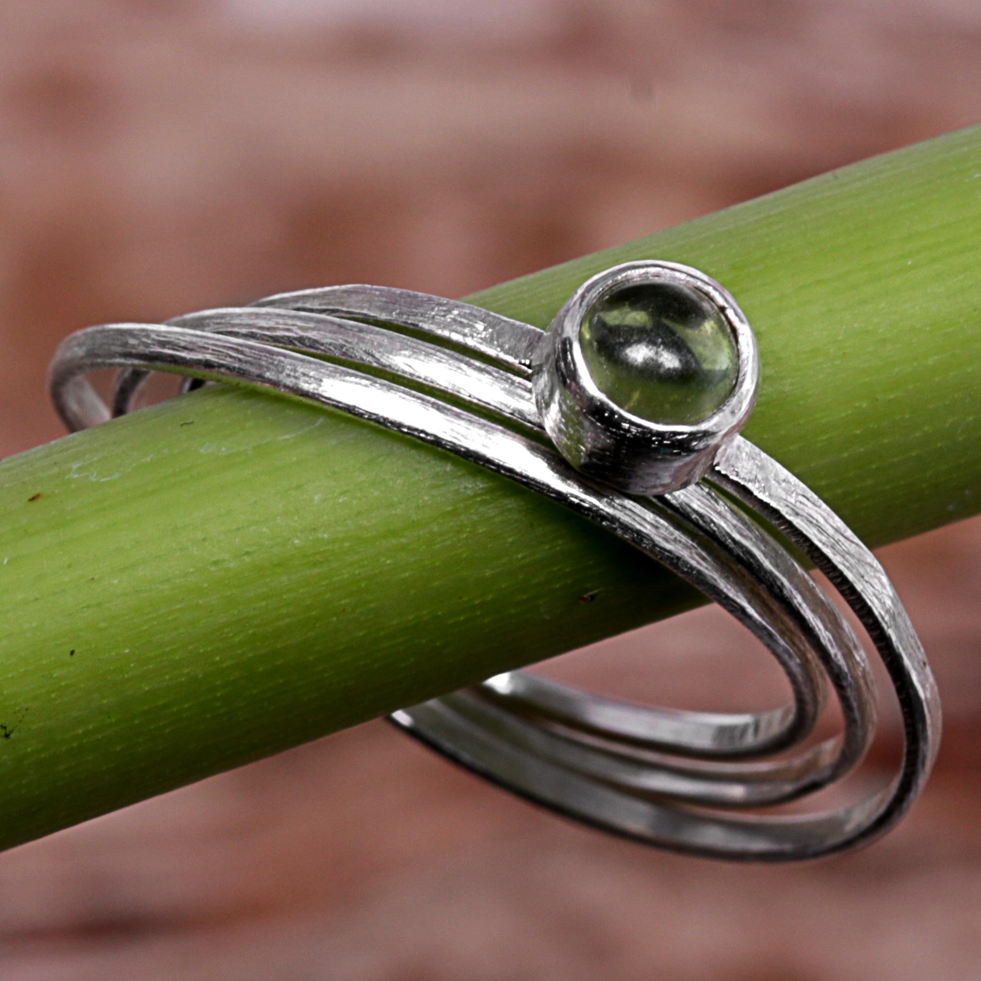 Premium Handmade Indonesian Peridot Sterling Silver Solitaire Ring - Magical Light Green Elegance