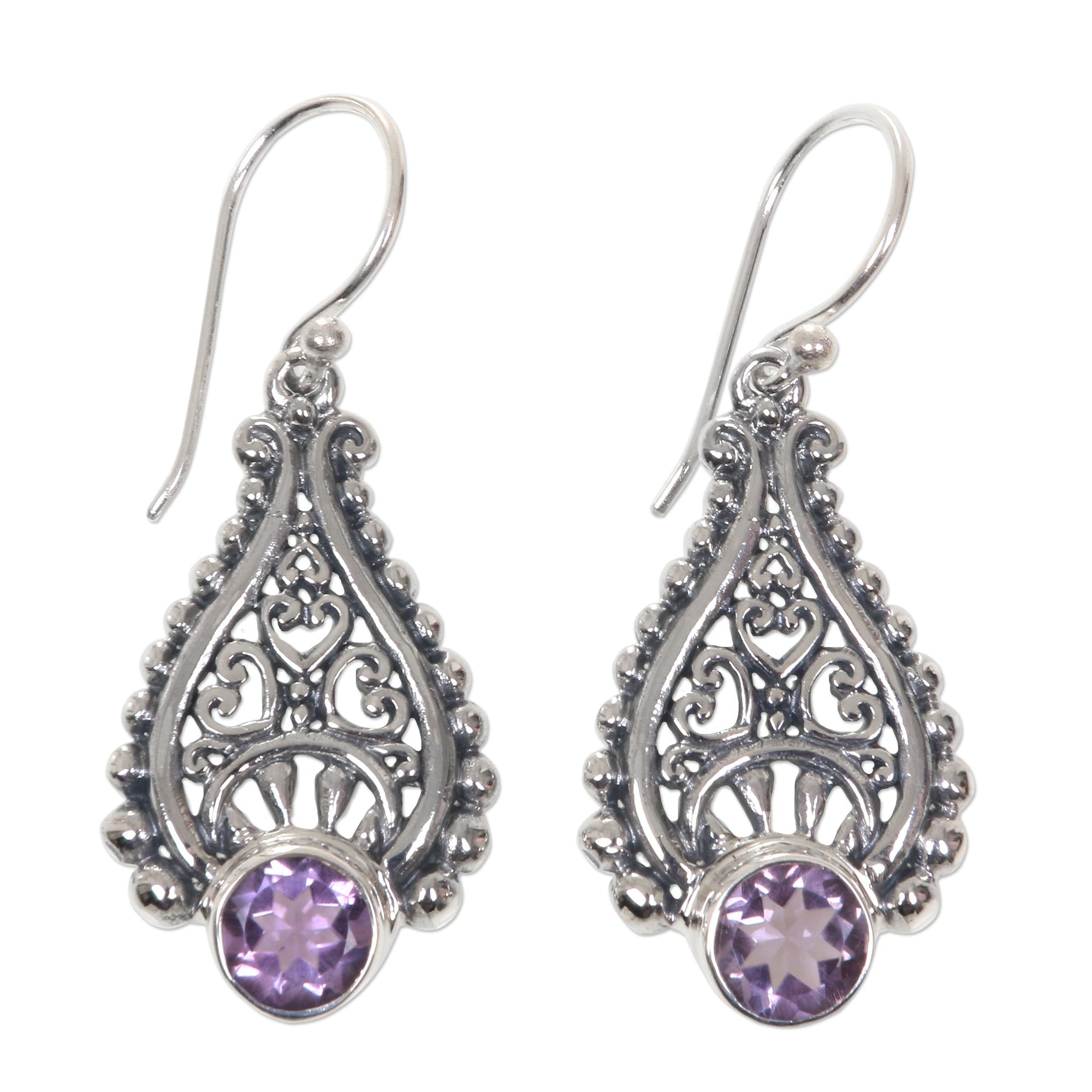 Premium Handcrafted Amethyst Teardrop Earrings in Sterling Silver