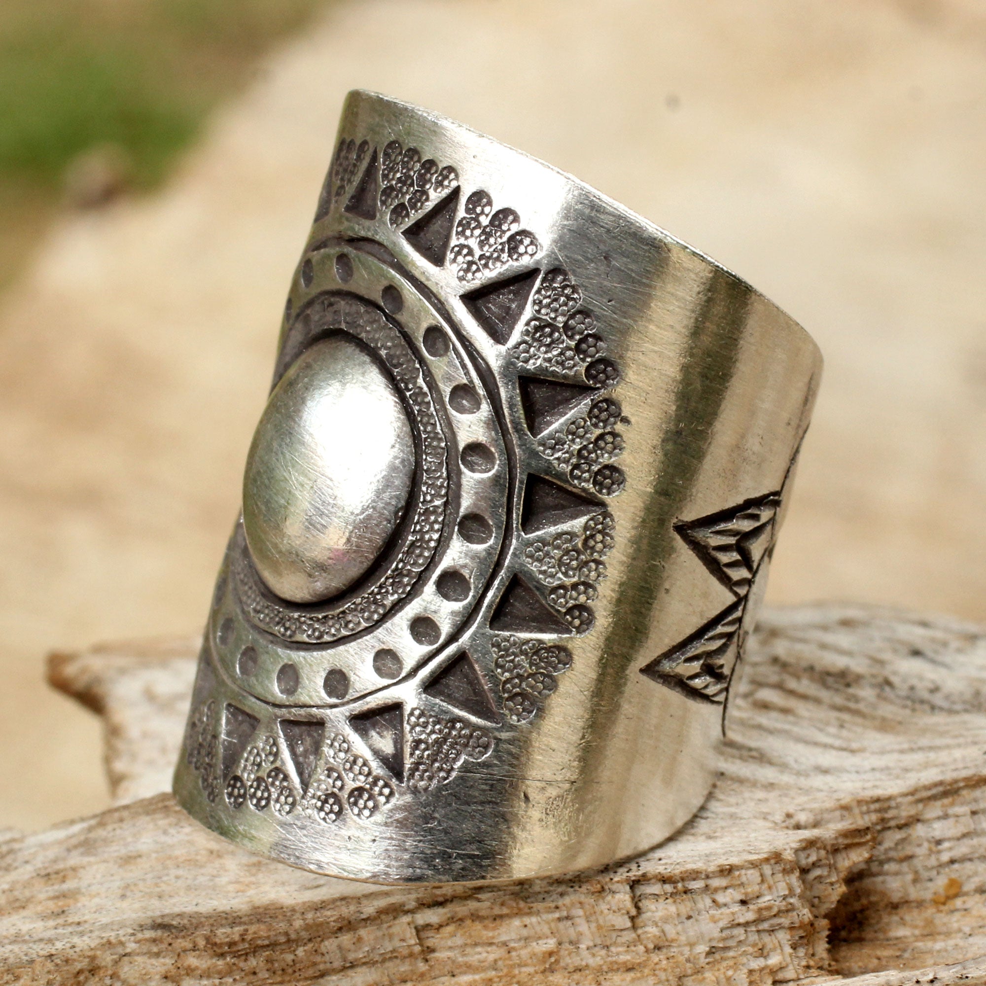 Premium Hill Tribe Sun Wrap Ring - Handcrafted Sterling Silver