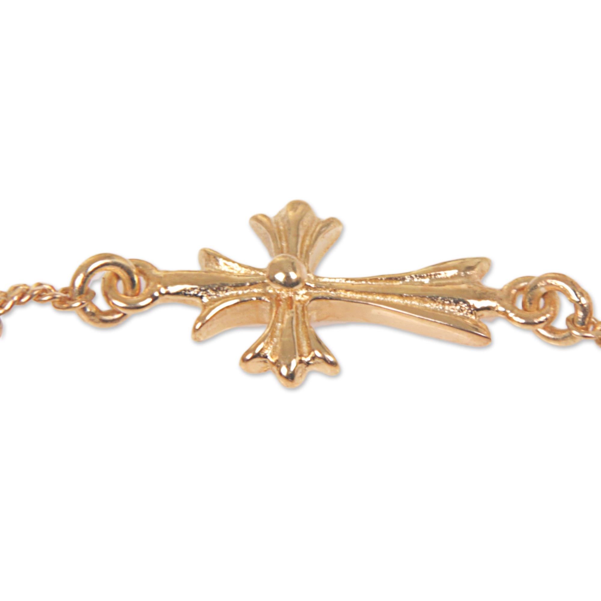 Premium 14k Gold Vermeil Balinese Cross Bracelet - Handcrafted Elegance