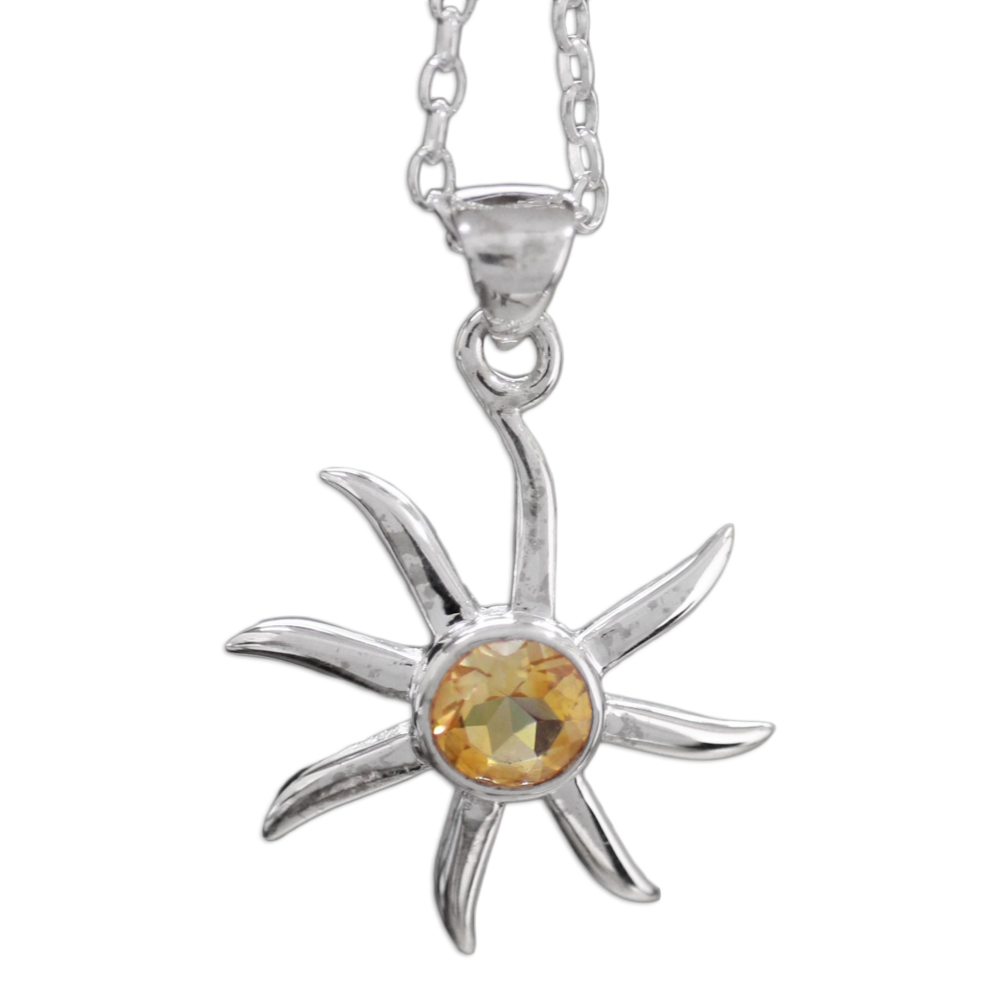 Premium Golden Sun Citrine Sterling Silver Necklace – Handcrafted Indian Jewelry