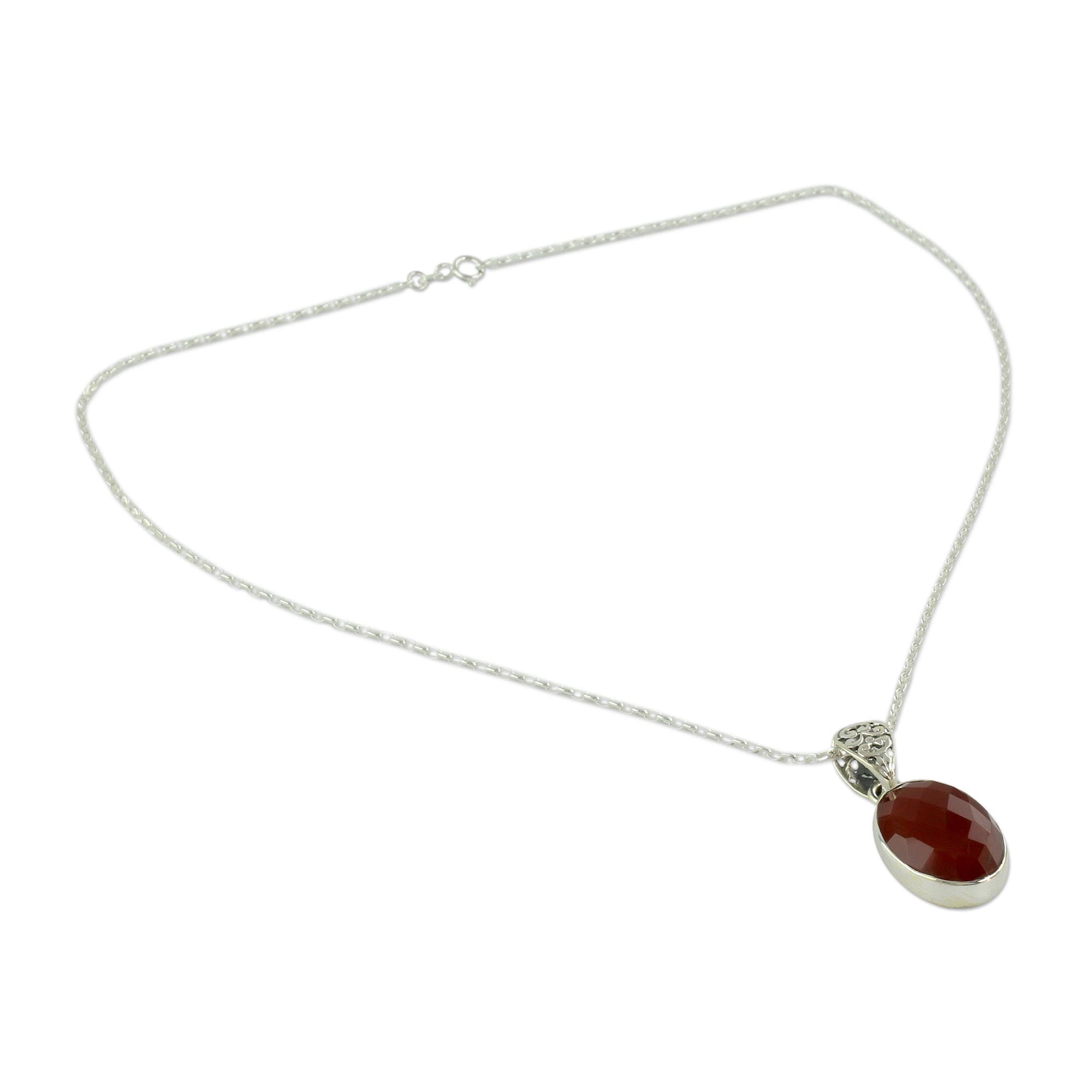 Premium Radiant Facets Artisan-Crafted Silver & Carnelian Necklace