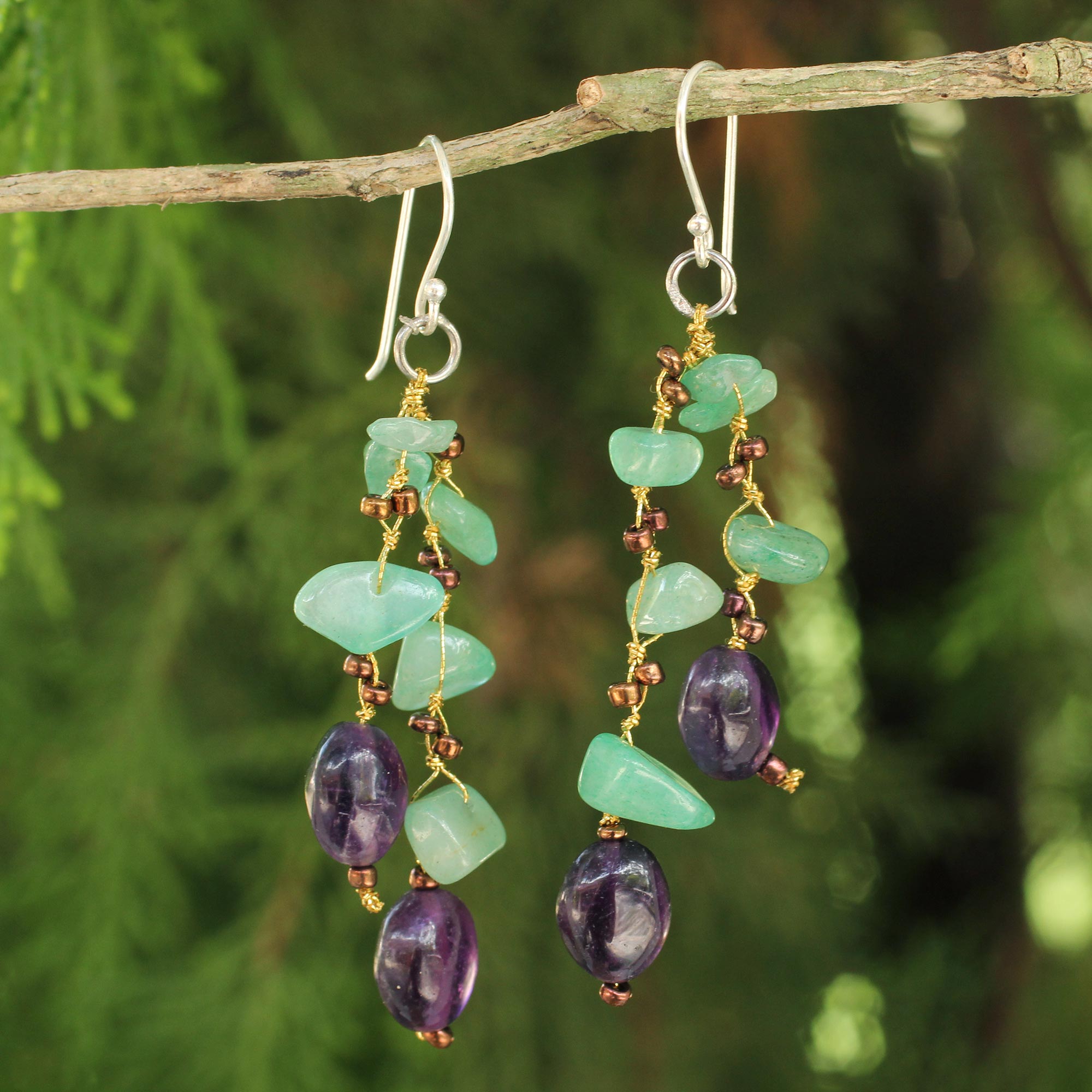 Premium Mystic Jungle Multi-Gem Beaded Earrings - Handcrafted Elegance