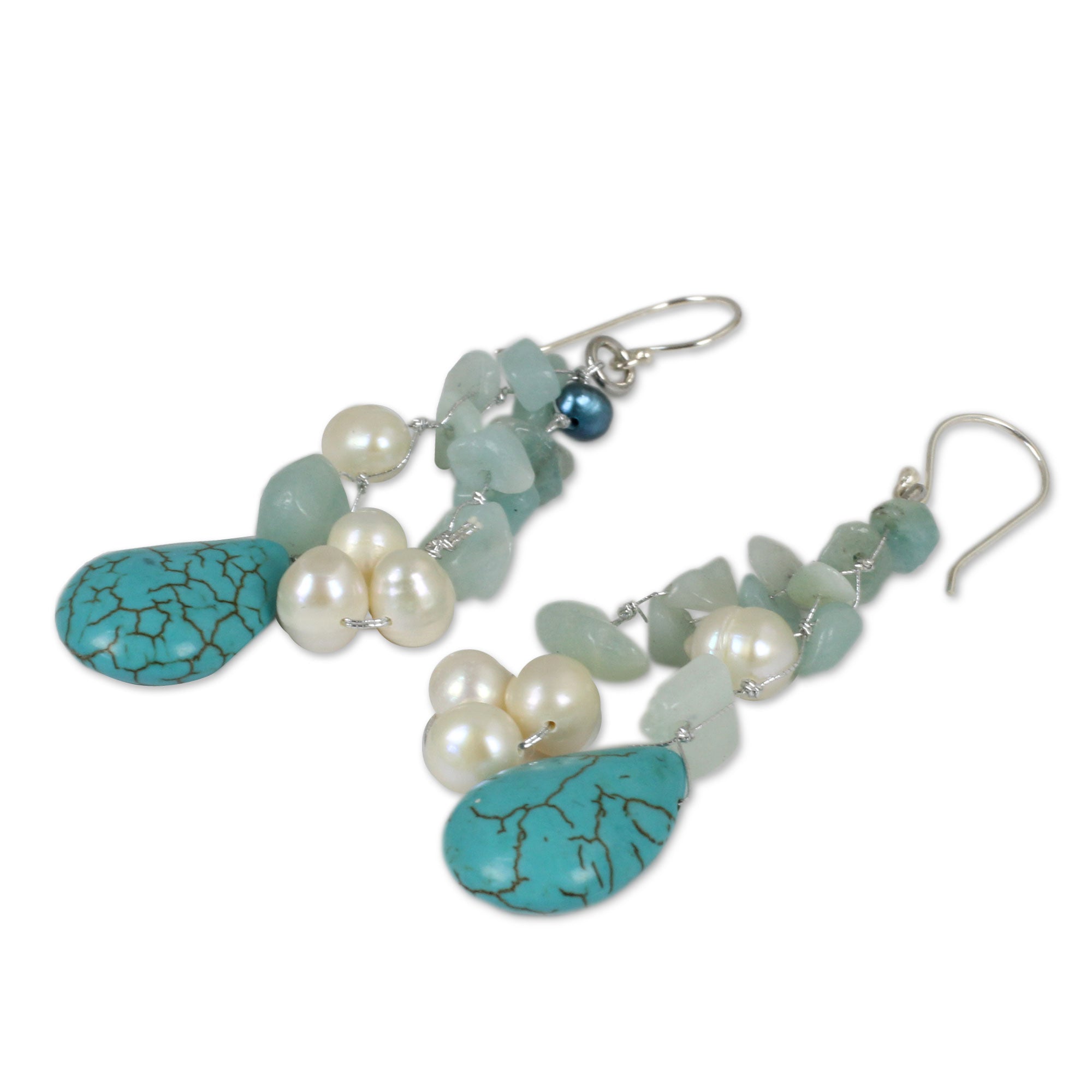 Premium Azure Allure Freshwater Pearl Earrings - Handcrafted Elegance