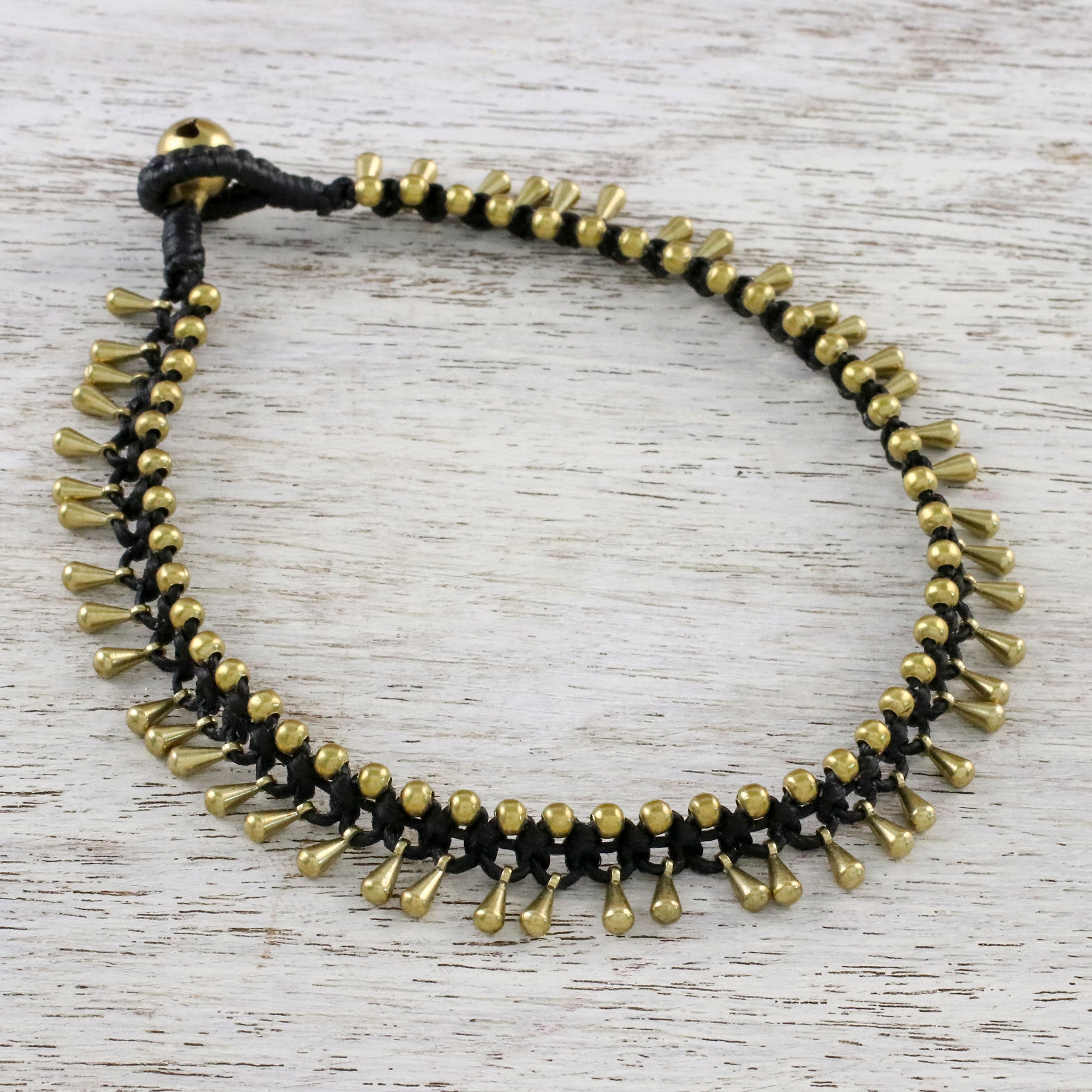 Premium Lunar Black Handcrafted Brass Anklet with Bells