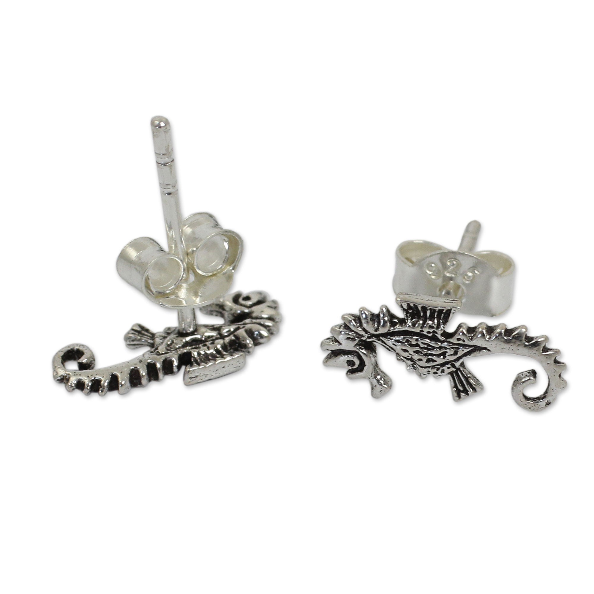 Premium Seahorse Sterling Silver Earrings - Handcrafted Elegance