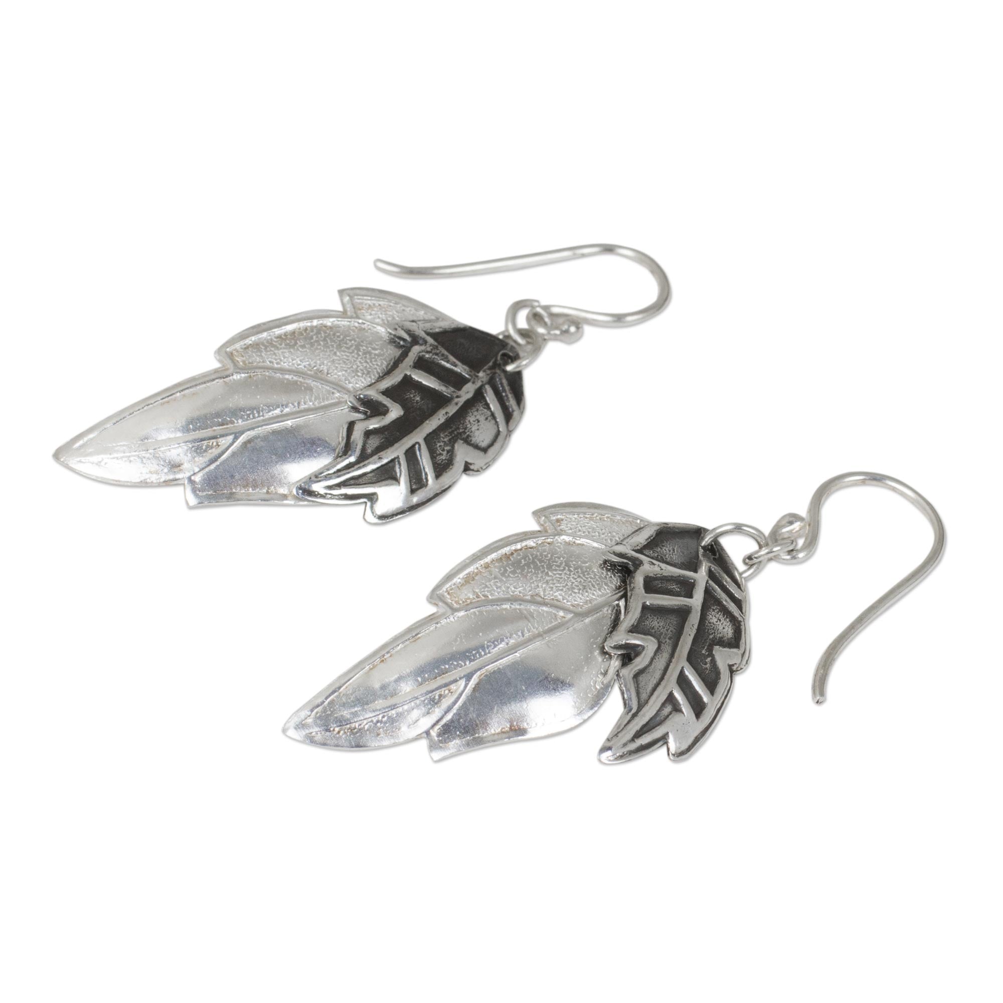 Premium Exotic Leaf Shadows Earrings - Handcrafted 925 Sterling Silver