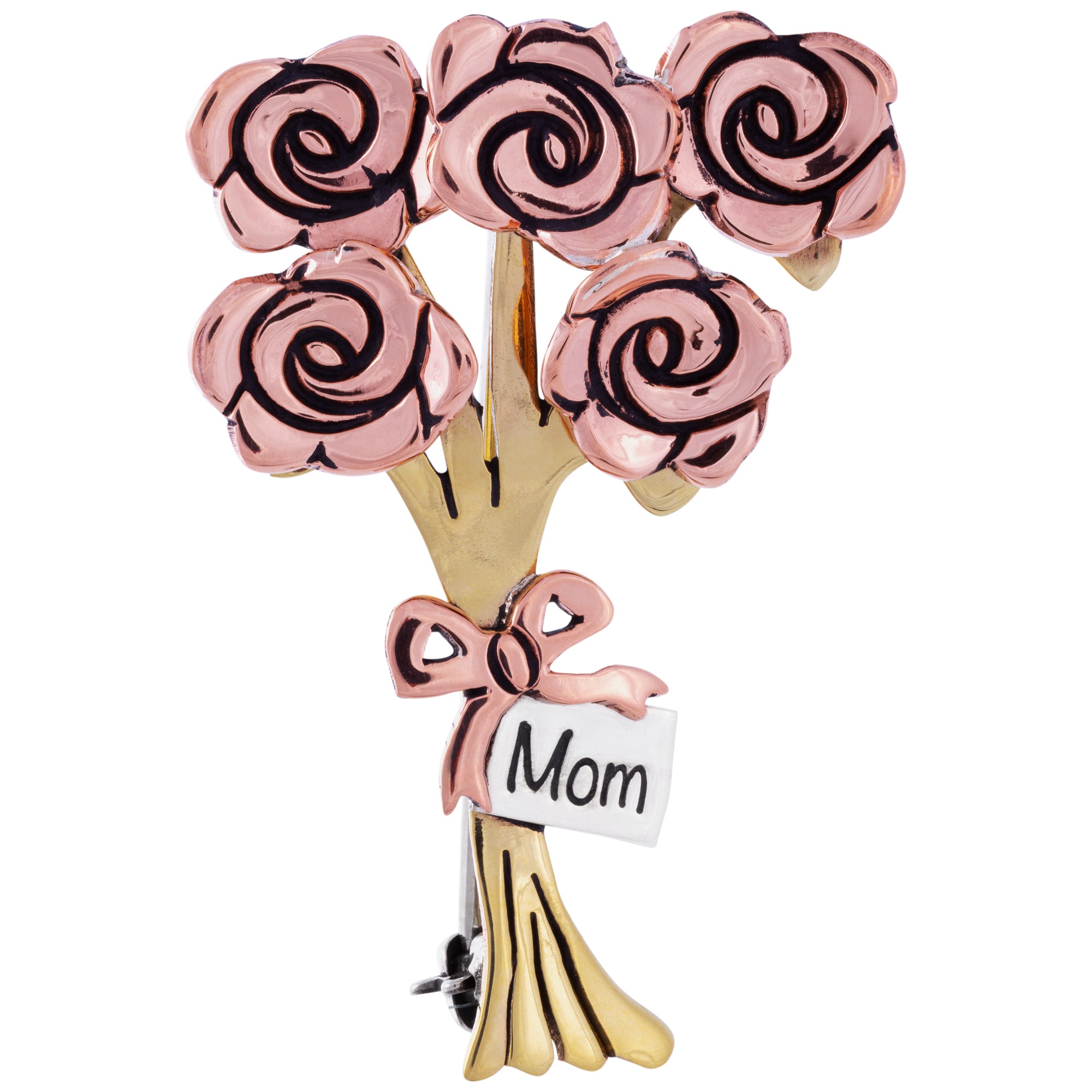 Premium Mom Rose Bouquet Mixed Metal Pin - Ultimate Mother's Day Gift