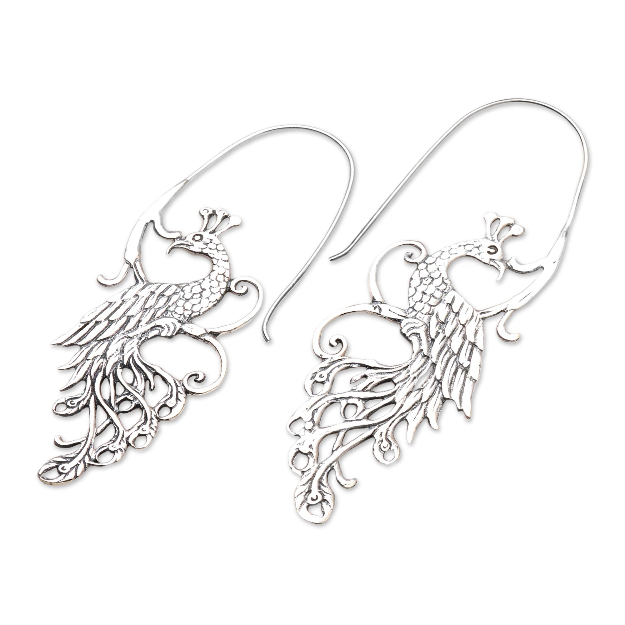 Premium Peacock Sterling Silver Drop Earrings - Elegant Handcrafted Design