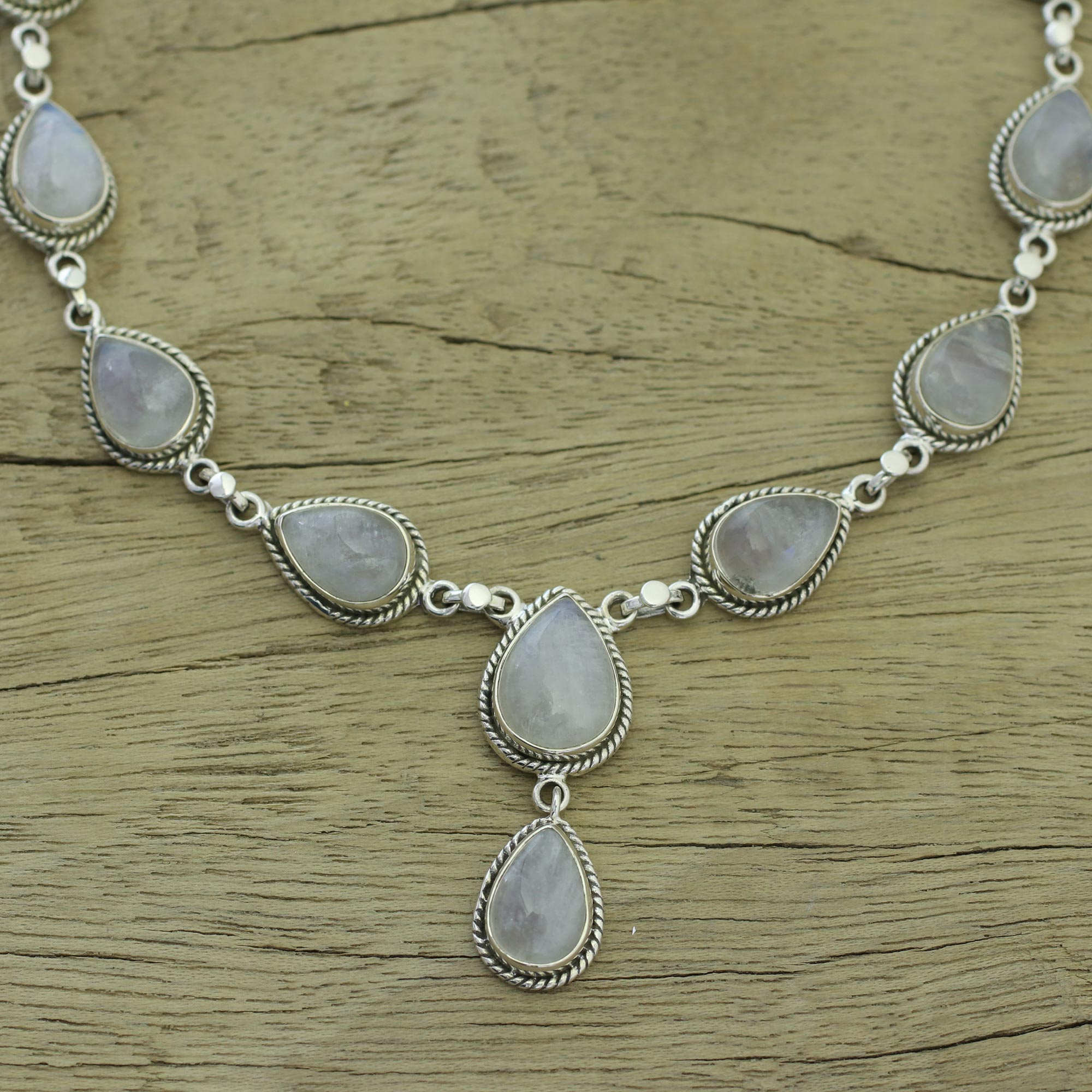 Premium Mystical Charm Rainbow Moonstone Necklace - Handmade Sterling Silver Jewelry