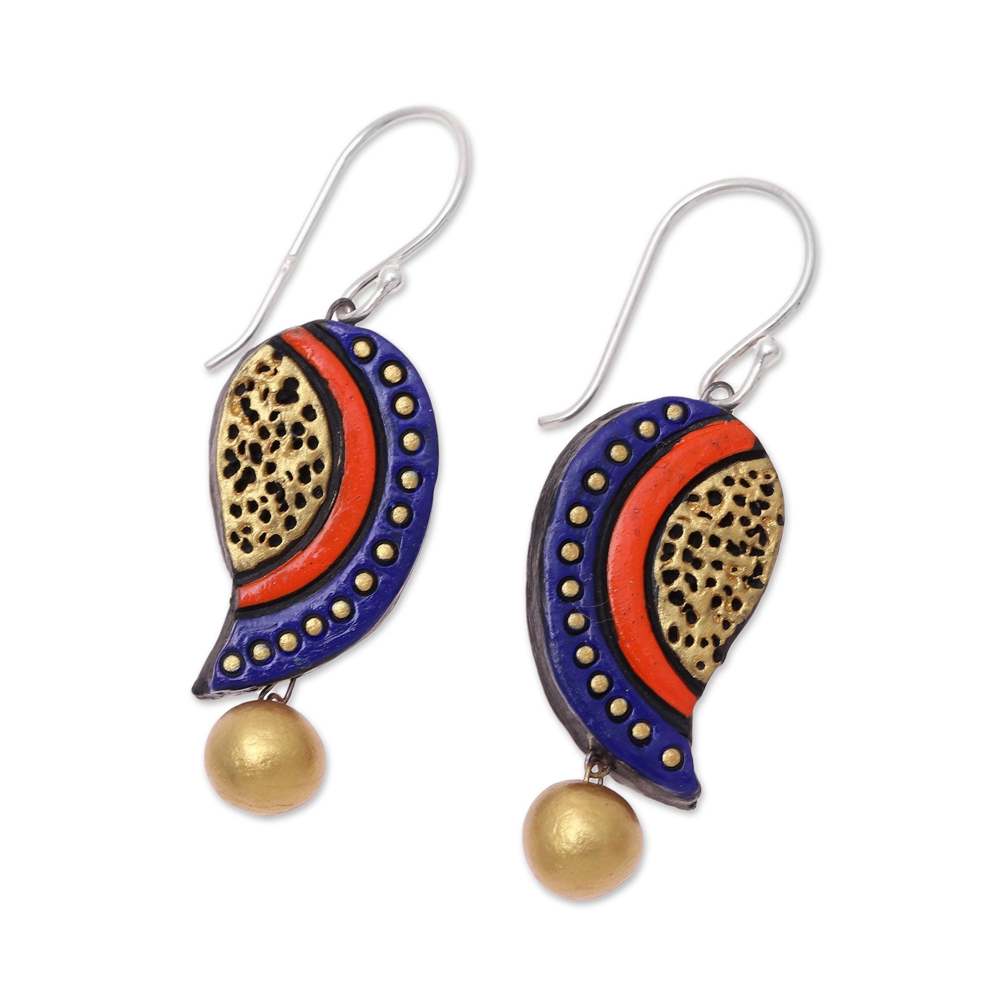 Premium Hand-Painted Mango Bliss Ceramic Dangle Earrings | Artisanal Crafted in India