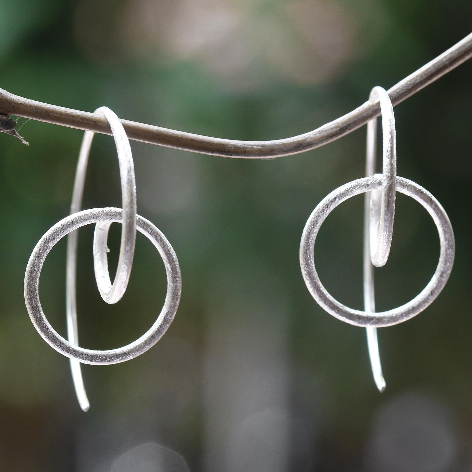 Premium Circular Illusion Sterling Silver Drop Earrings - Handcrafted in Bali