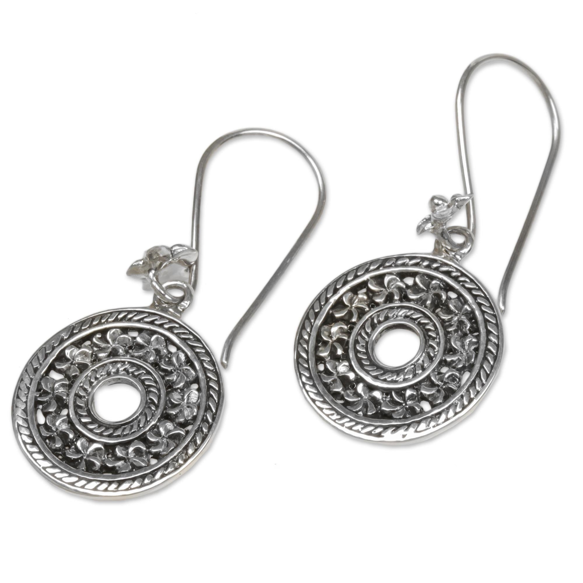 Premium Handcrafted Sterling Silver Floral Dangle Earrings - Inspired by Jepun Flower