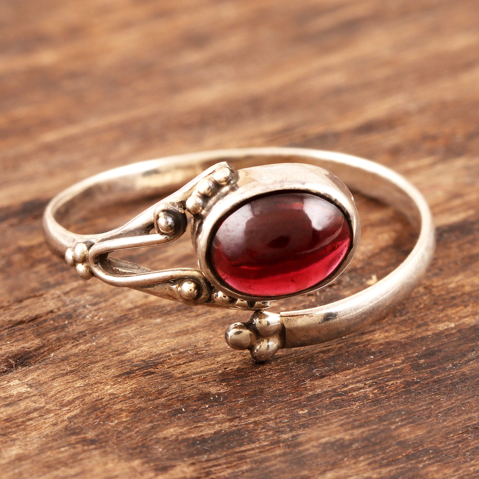 Premium Wrapped in Red Garnet & Sterling Silver Wrap Ring