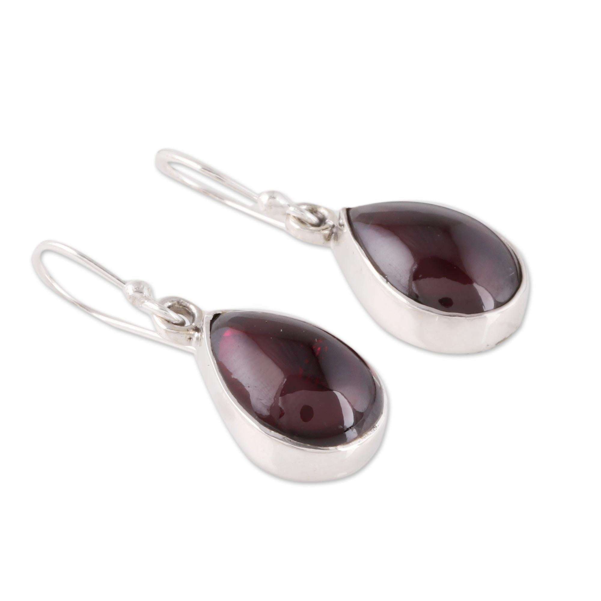 Premium Red Glimmer Teardrop Garnet Dangle Earrings - Handcrafted in India