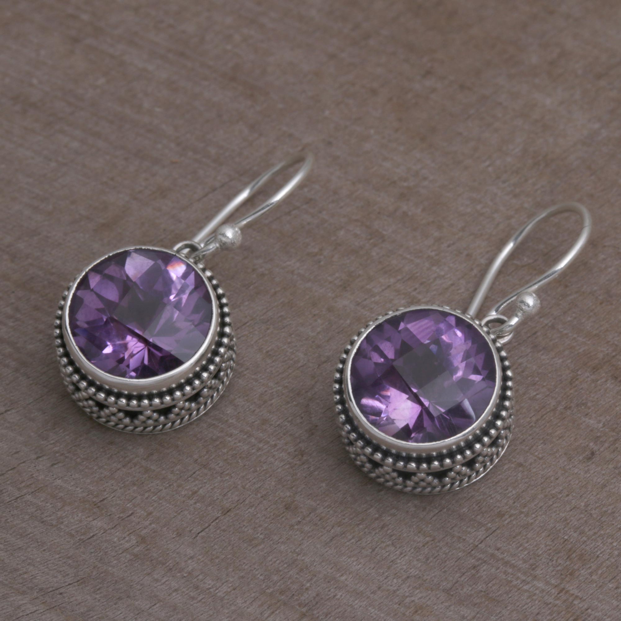 Premium Sparkling Haven Amethyst Dangle Earrings - Handcrafted Sterling Silver Jewelry