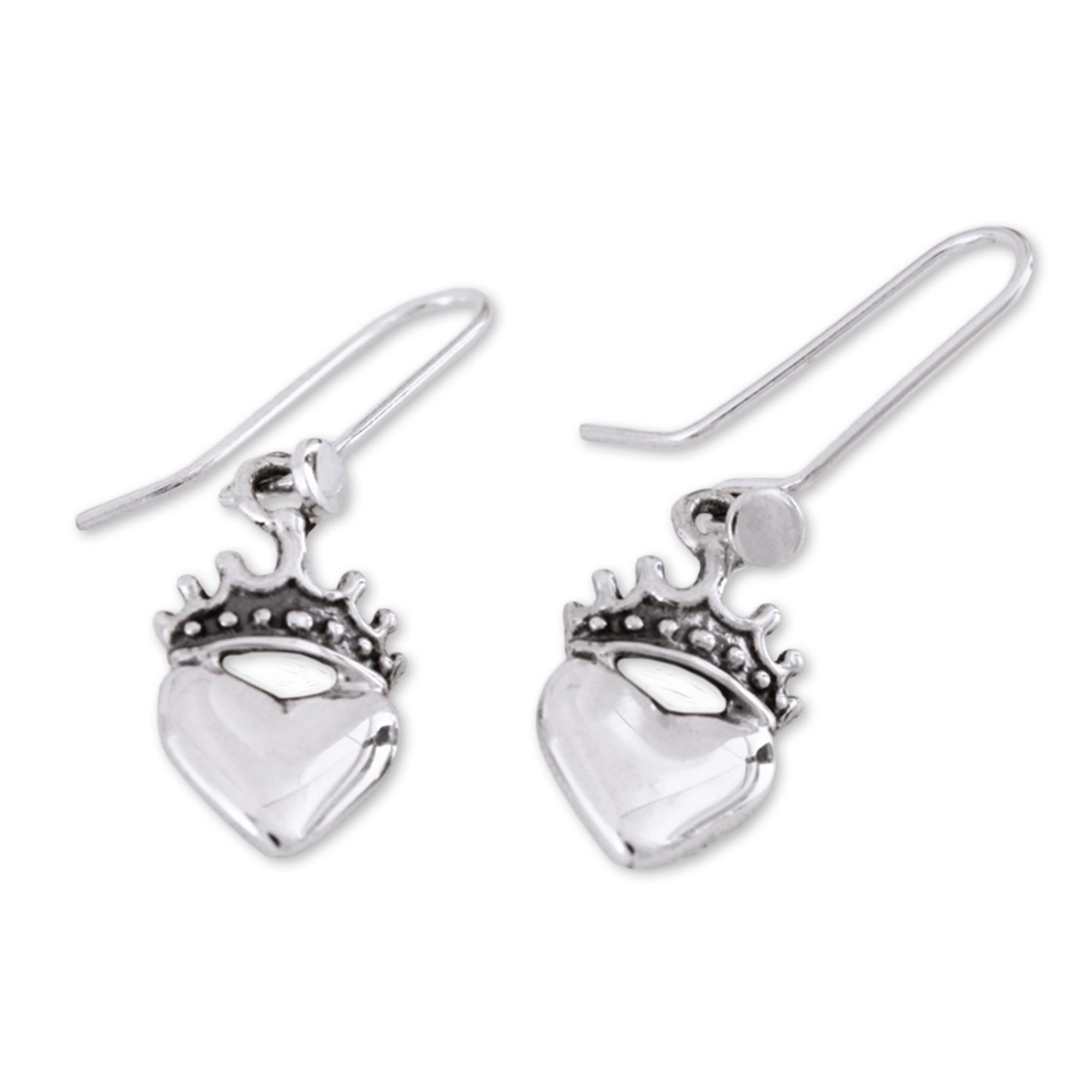 Premium Taxco Sterling Silver Love Coronation Dangle Earrings