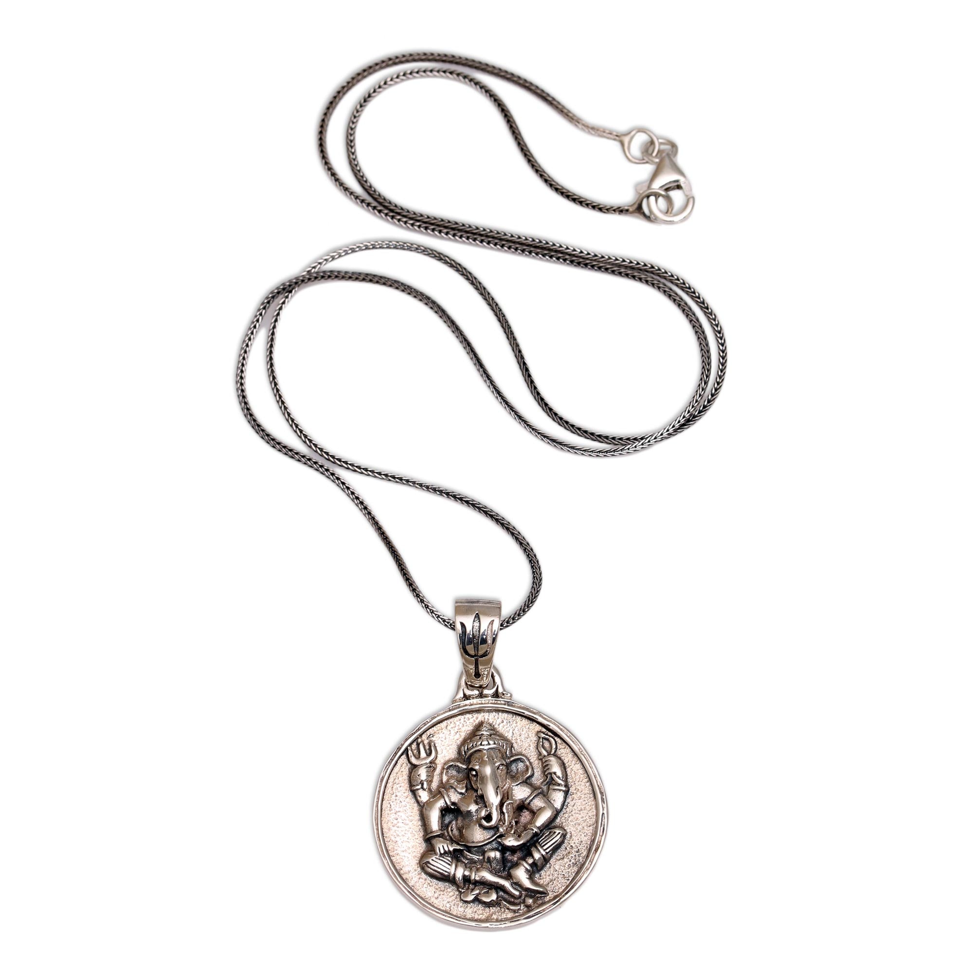 Premium Ganesha Sterling Silver Pendant Necklace - Spiritual Elegance