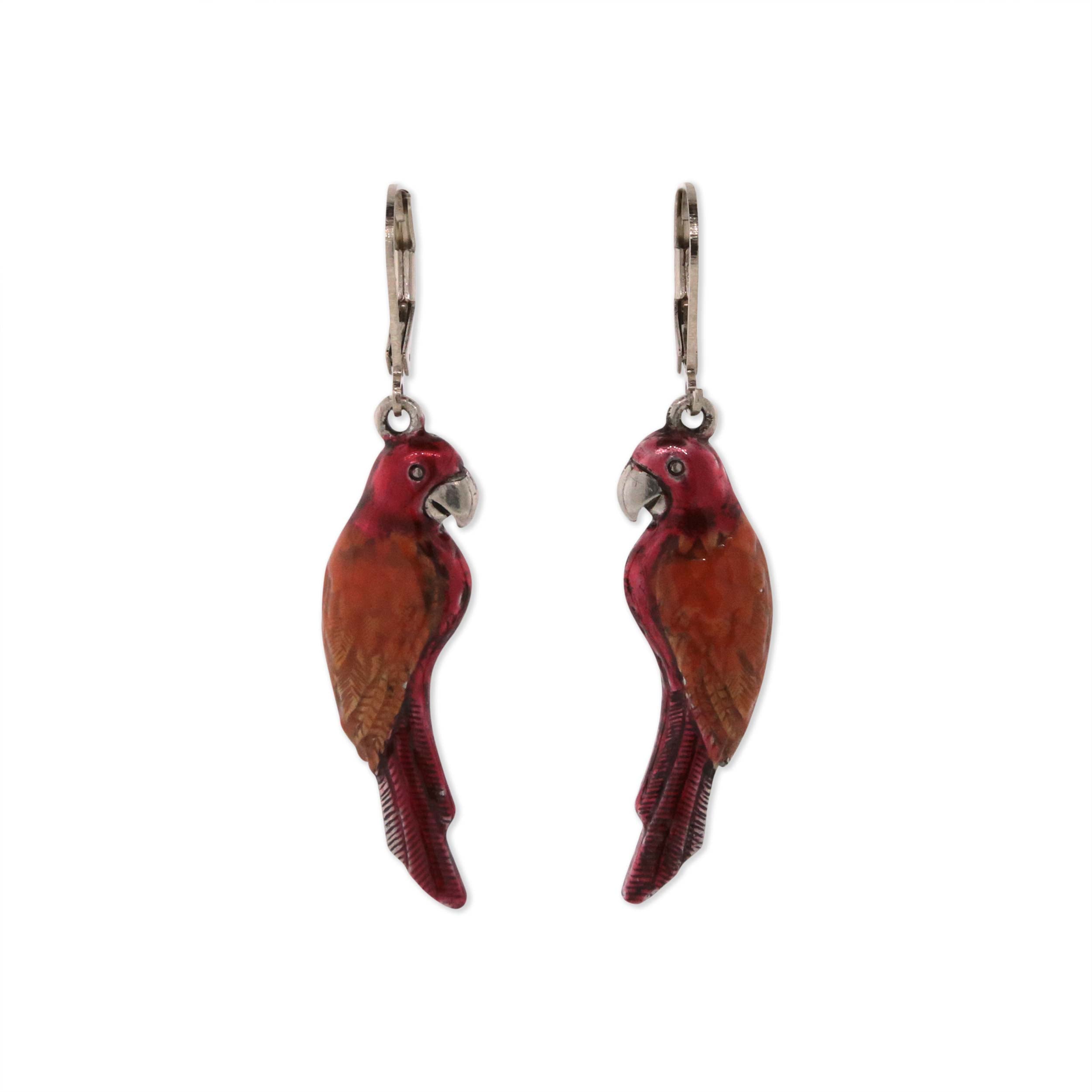 Premium 1928 Jewelry® Silver Tone Handcrafted Parrot Earrings with Vibrant Enamel Detailing