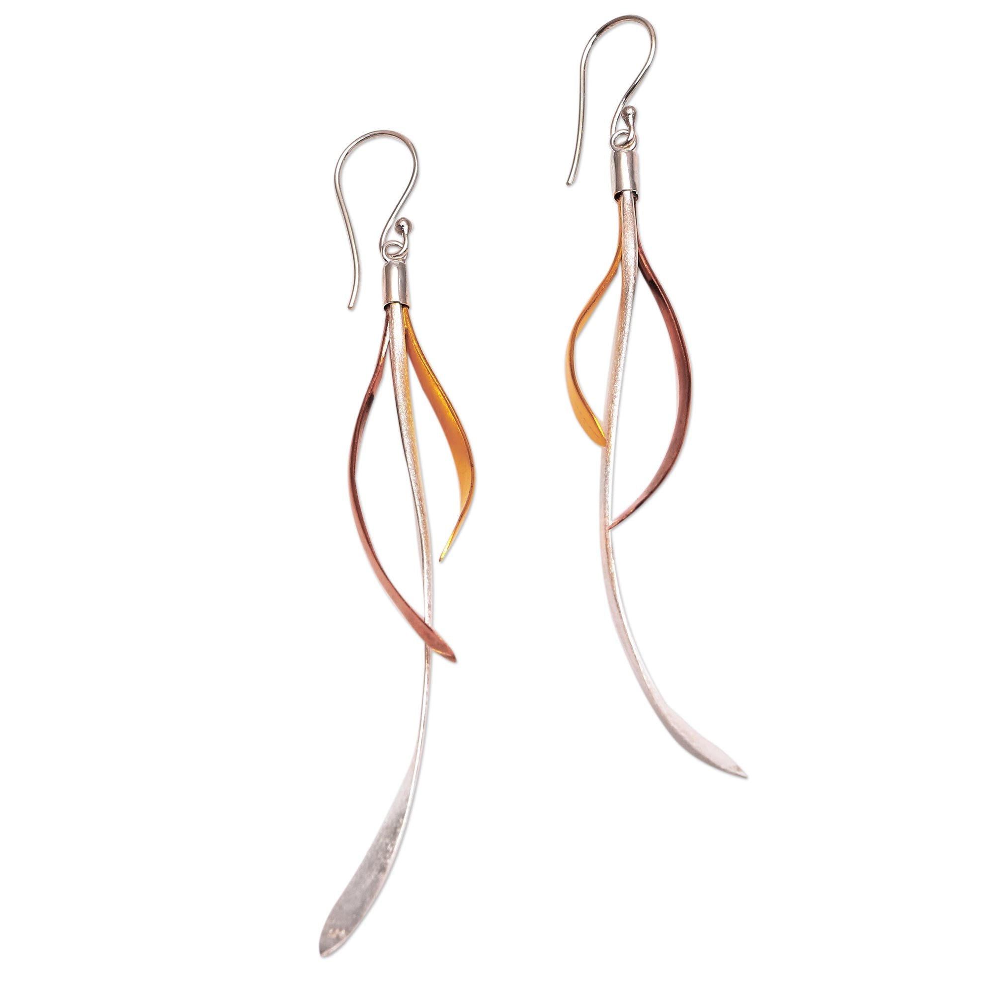 Premium Jimbaran Tendrils Gold & Rose Gold Sterling Silver Earrings – Bali Inspired Elegance