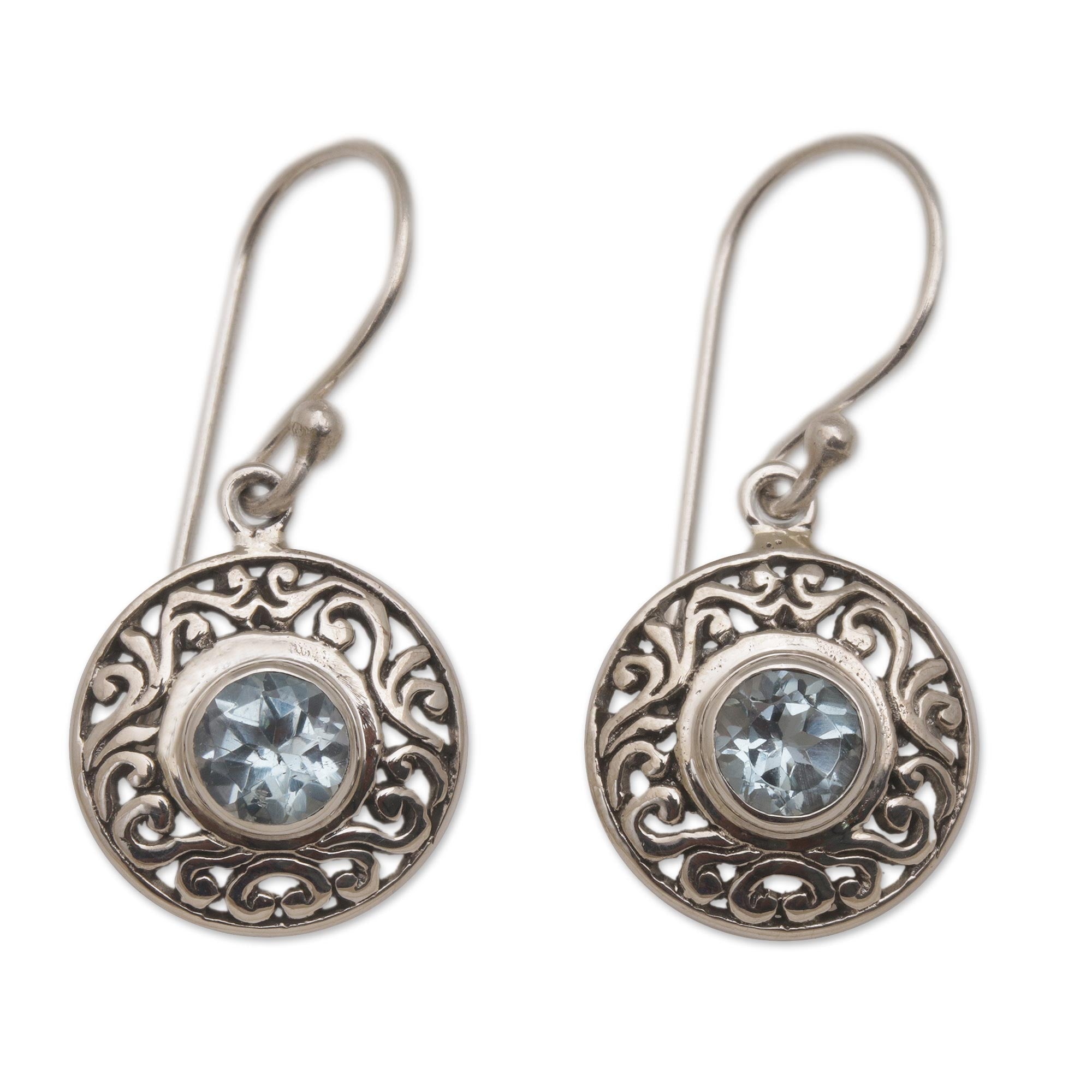Premium Sterling Silver Blue Topaz Earrings – Handcrafted Elegance