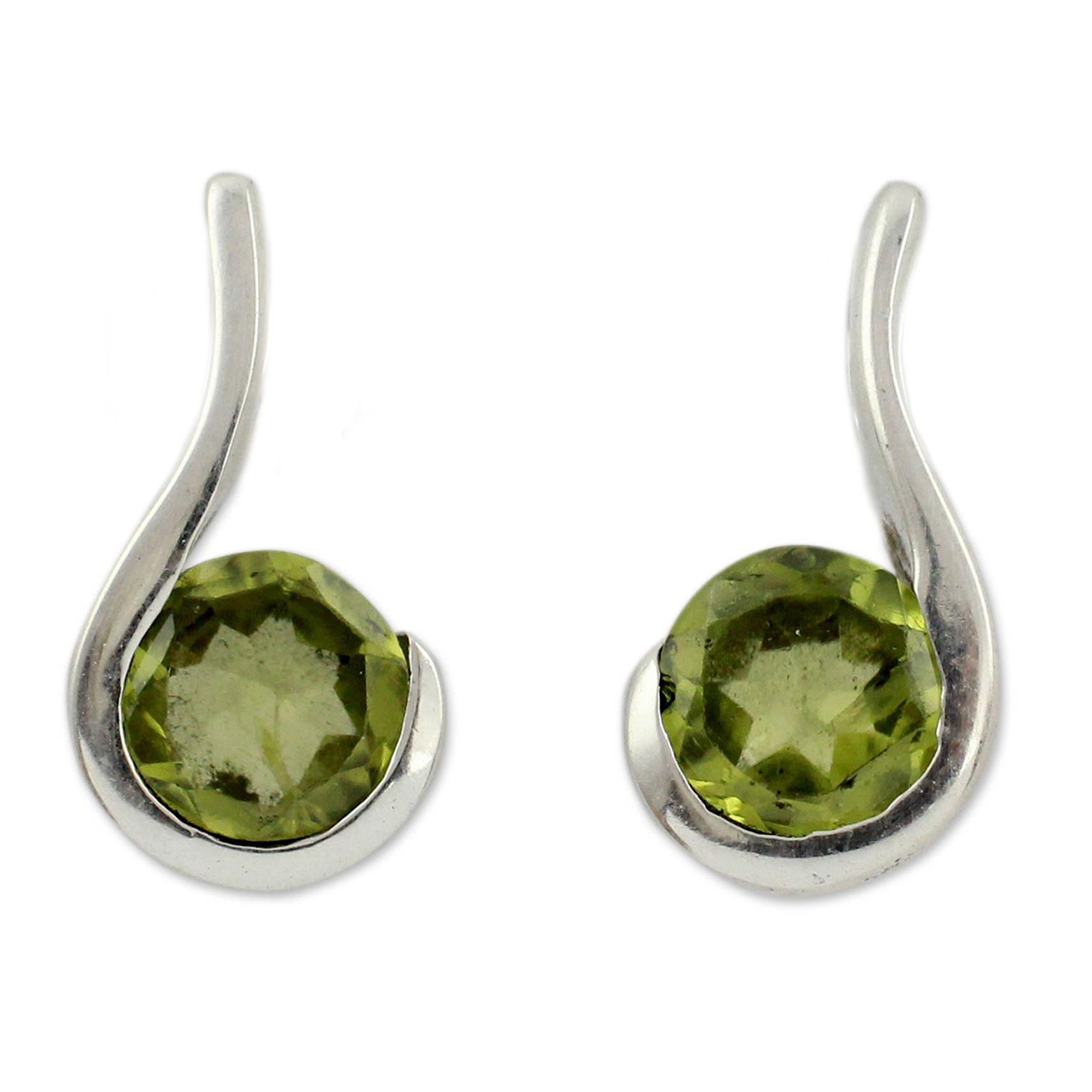 Premium Lime Droplet Women's Peridot Earrings - Handcrafted Sterling Silver Jewelry