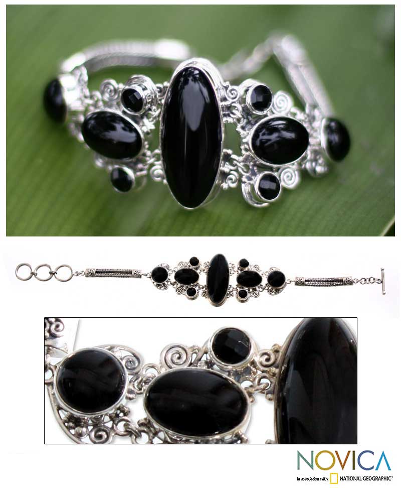 Premium 'A Night To Remember' Silver & Onyx Bracelet - Handmade Luxury