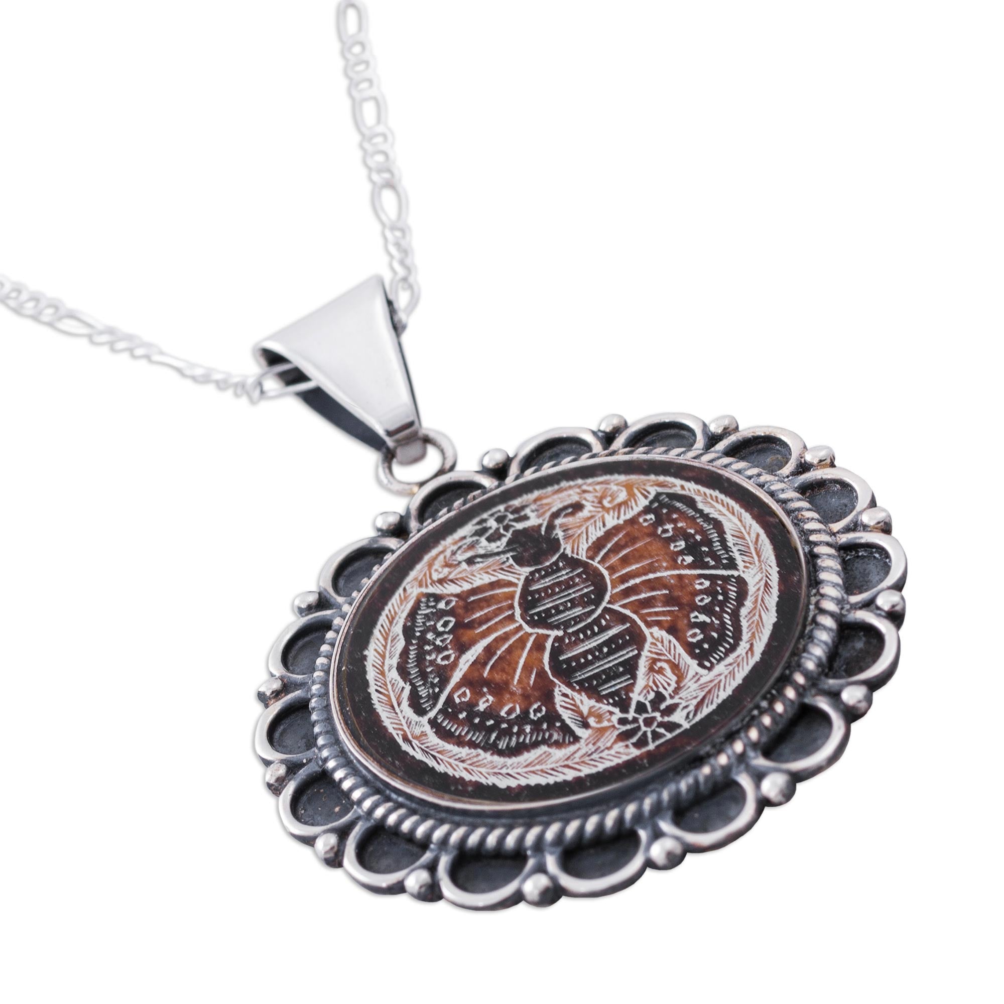 Premium Sunflower Butterfly Pendant Necklace - Handcrafted Peruvian Artisan Jewelry