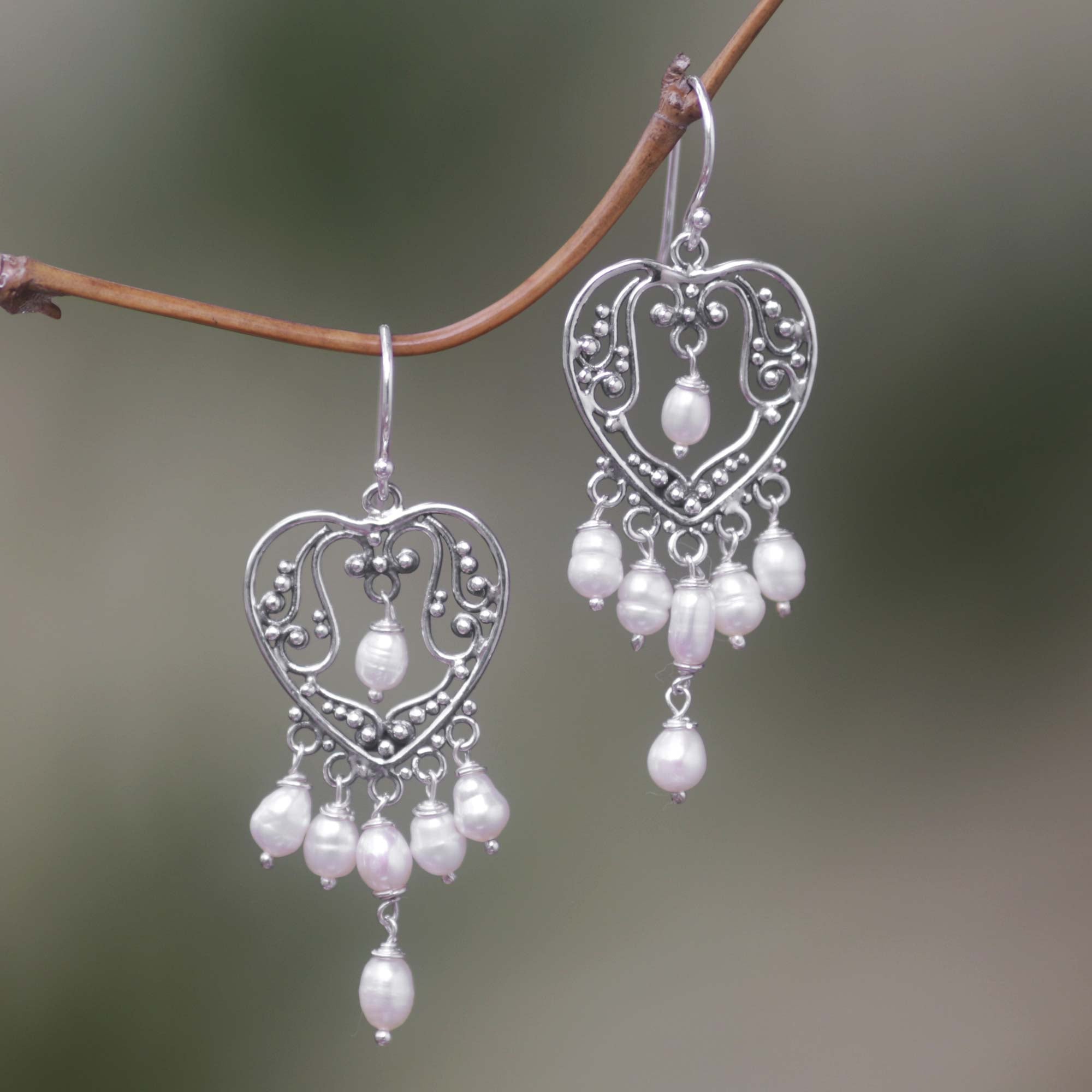 Premium Heart Symphony Sterling Silver Chandelier Earrings