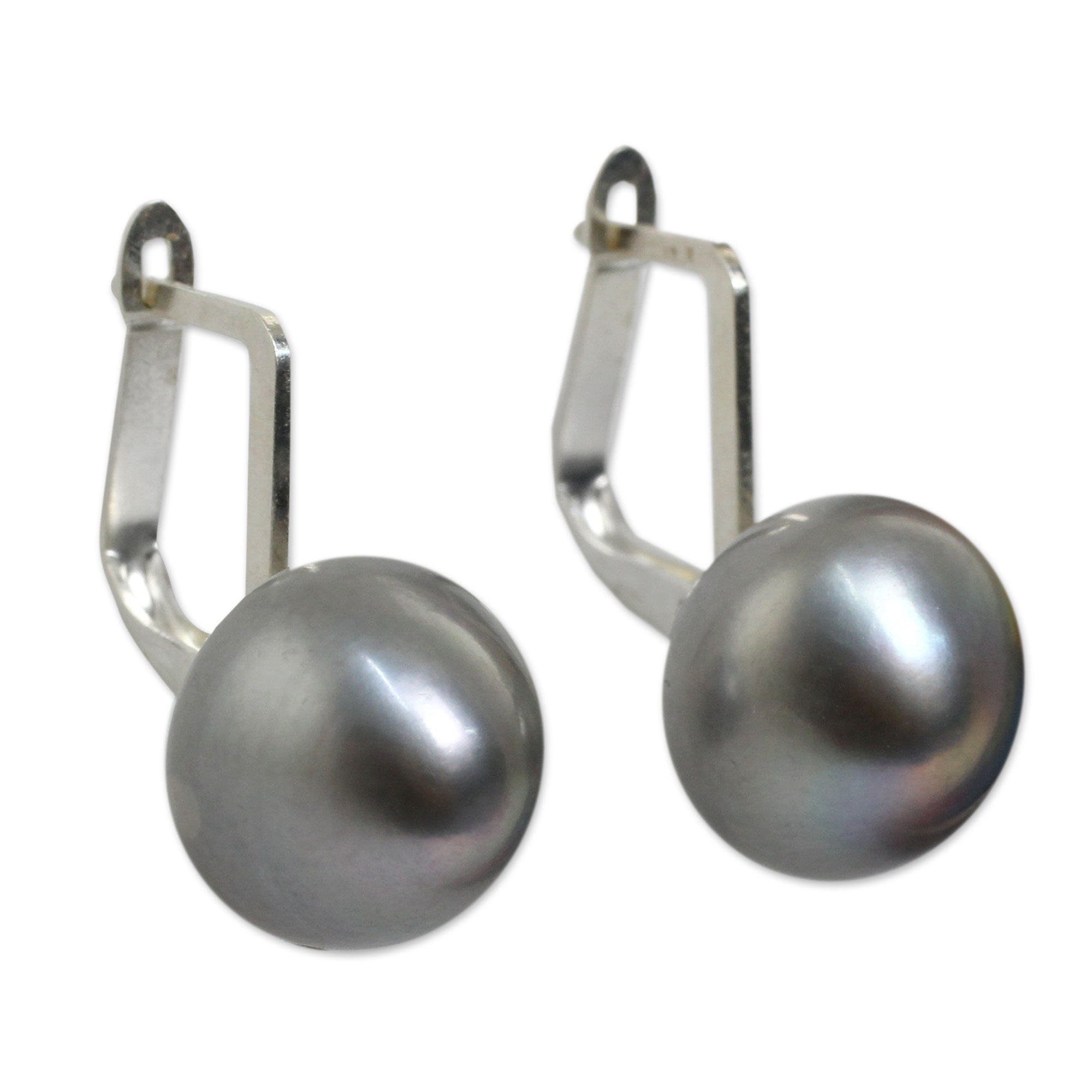 Premium Handcrafted Gray Pearl Drop Earrings - Thai Artisan Elegance