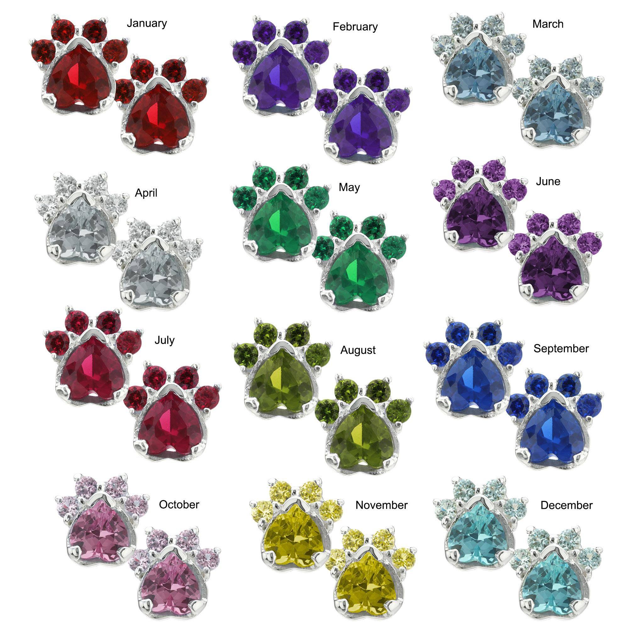 Premium Paw Print Birthstone Earrings | Fair Trade & Hypoallergenic