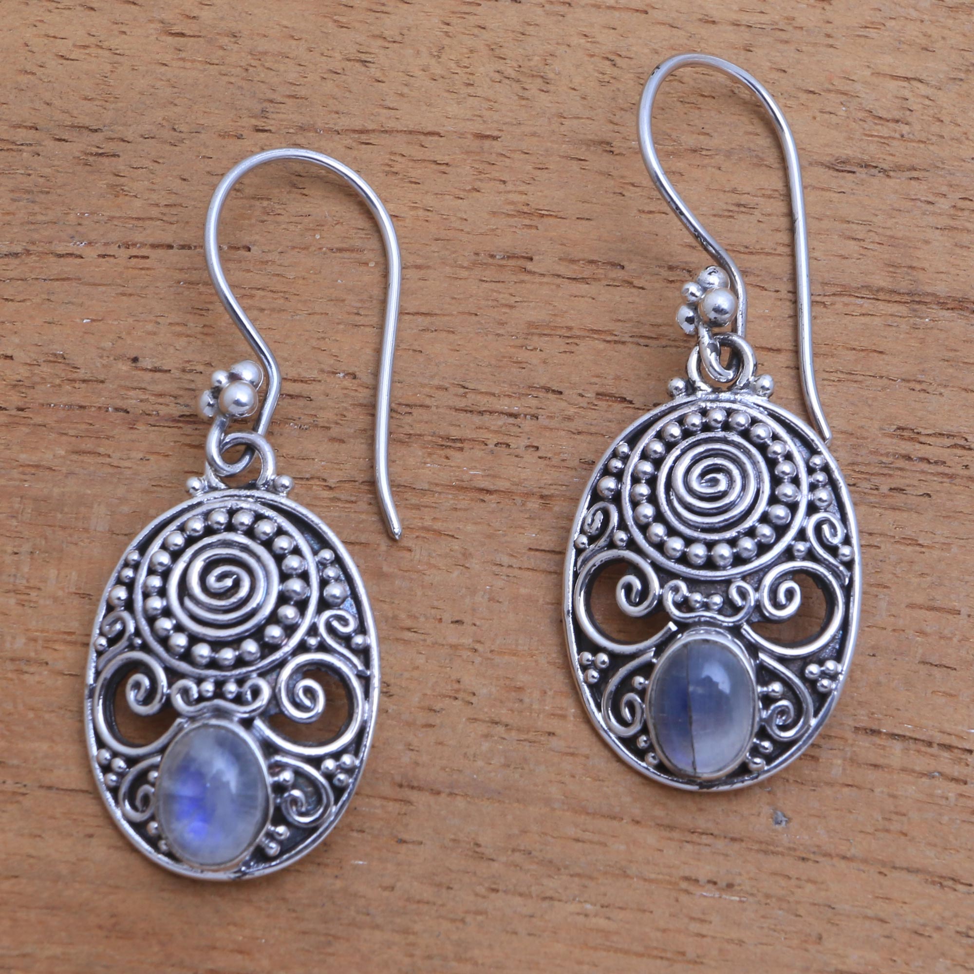 Premium Rainbow Moonstone Earrings – Shield of the Gods Collection