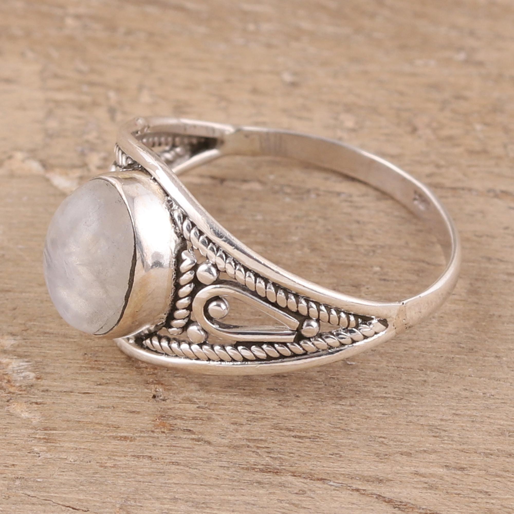 Premium Oval Rainbow Moonstone Cocktail Ring – Handcrafted Sterling Silver Jewelry