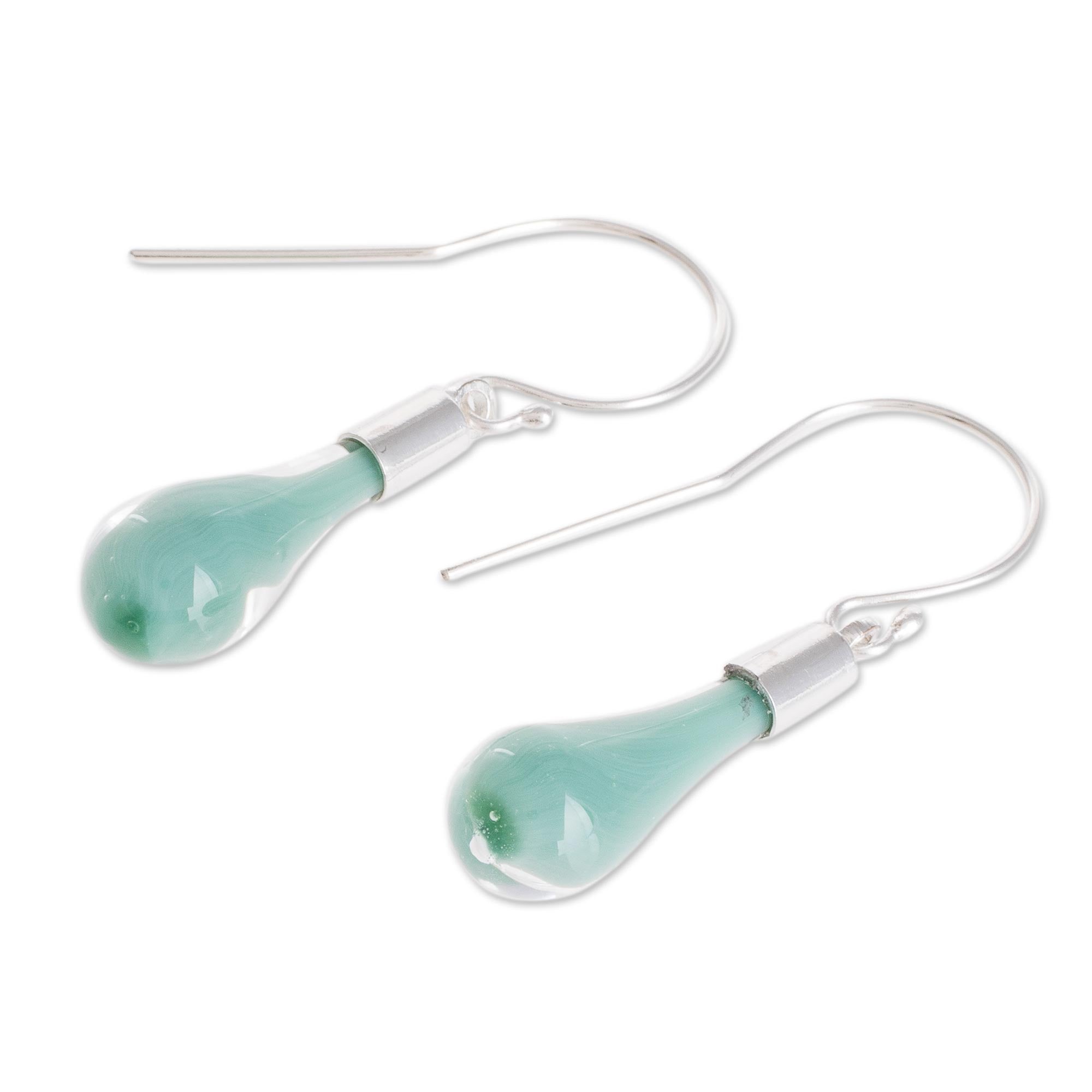 Premium Sky Lake Art Glass Dangle Earrings – Handcrafted in Costa Rica