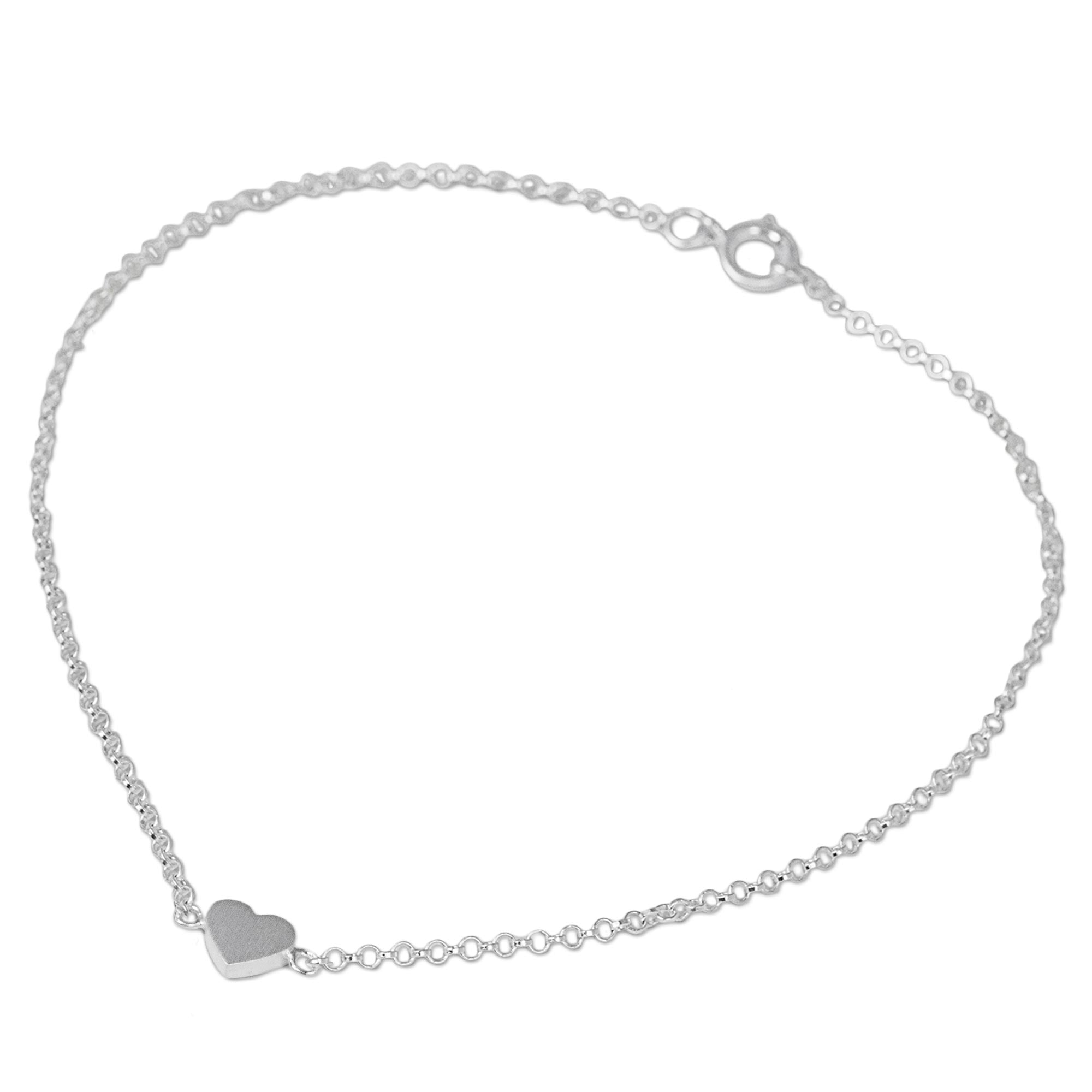 Premium Handcrafted Sterling Silver Heart Anklet - Modern Romantic Design