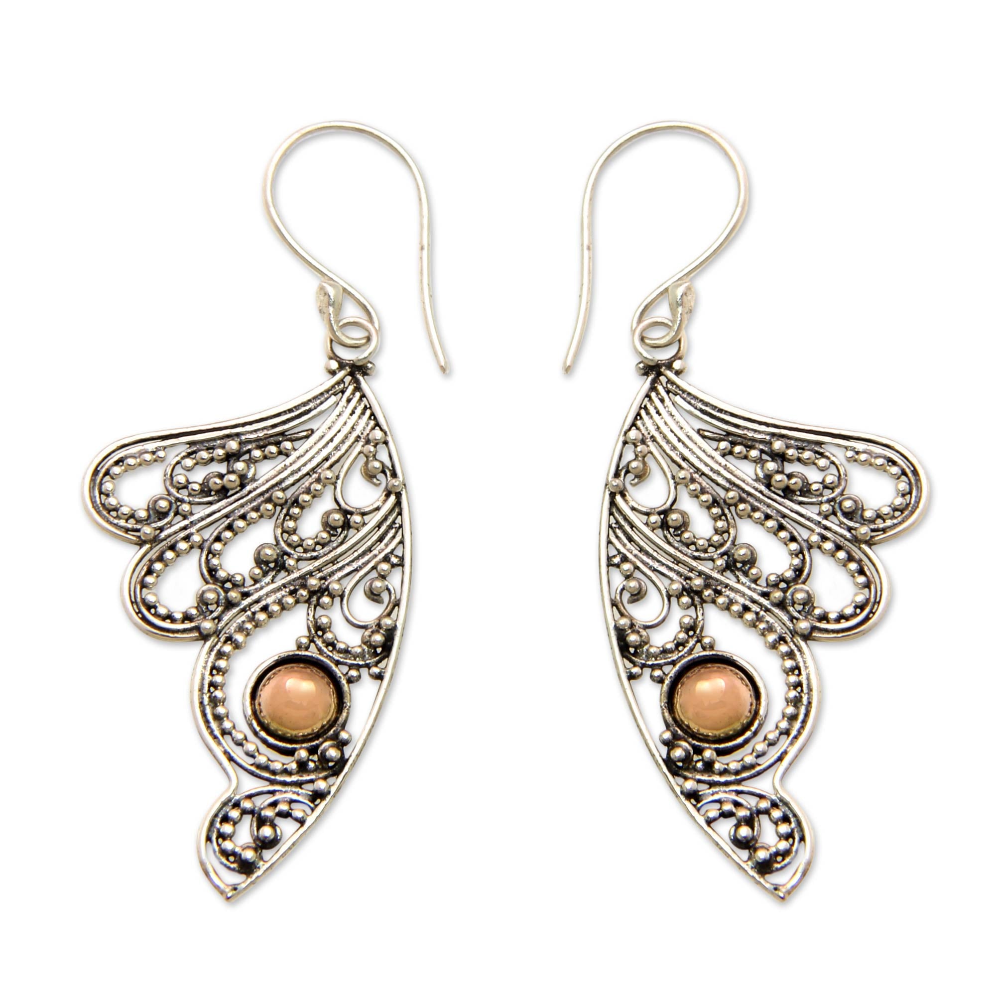 Premium Fairy's Flight Sterling Silver Wing Earrings with 18k Gold Plated Accents