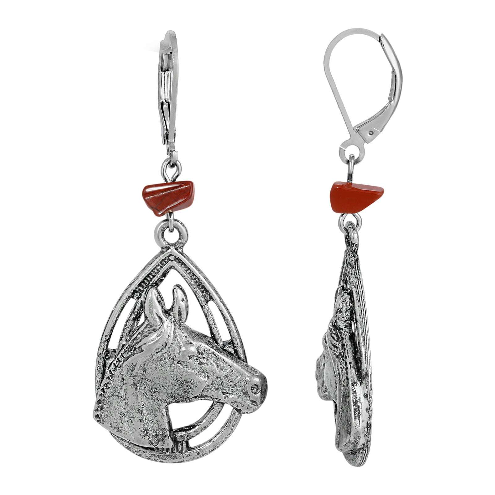 Premium 1928 Jewelry® Pewter Brown Bead Horse Head Earrings