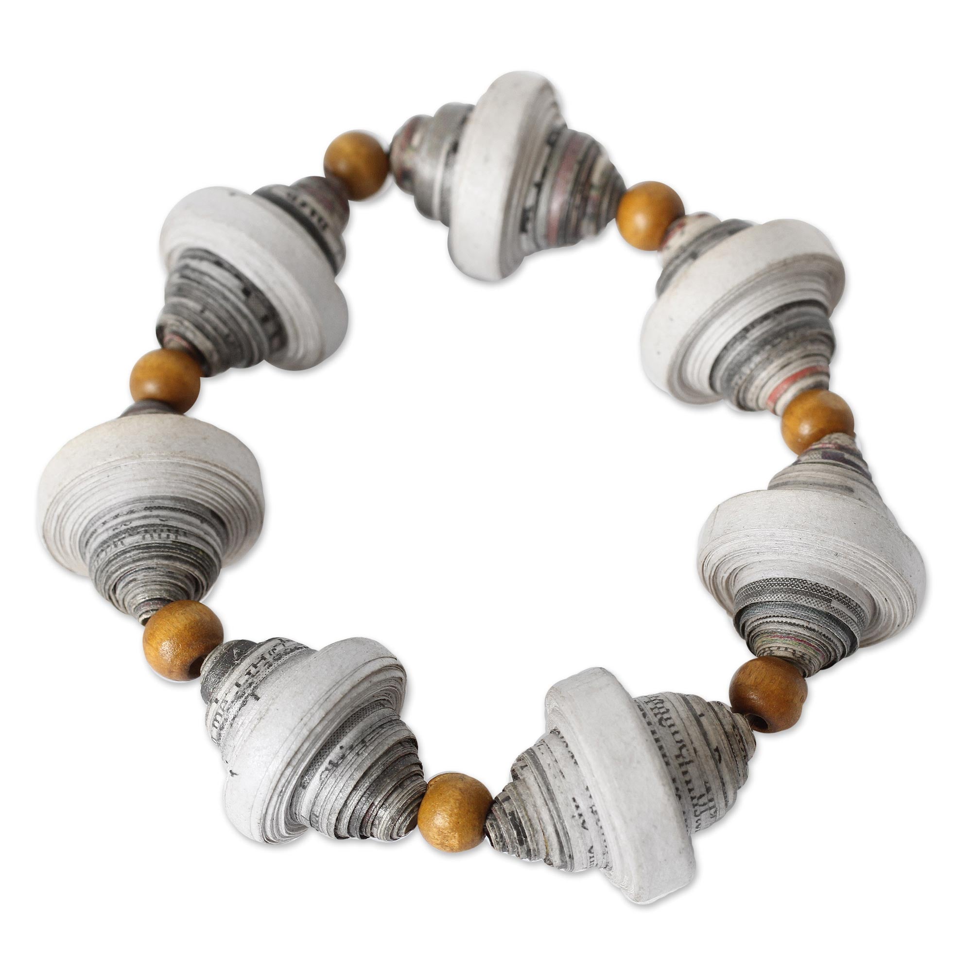 Premium Golden Dawn Recycled Paper Beaded Bracelet – Handcrafted Modern Design