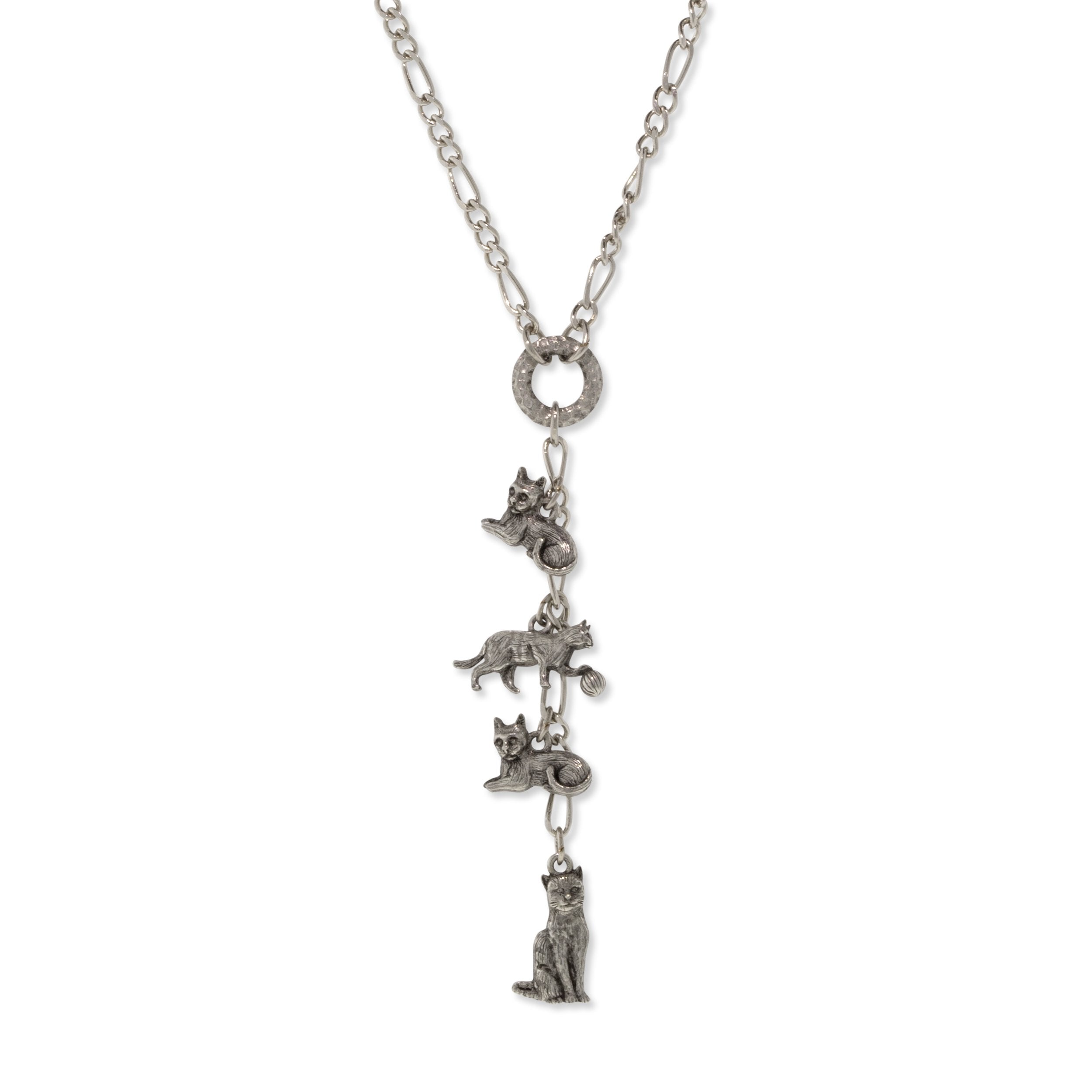 Premium 1928 Jewelry® Pewter 4 Cat Charm Y Necklace - 20