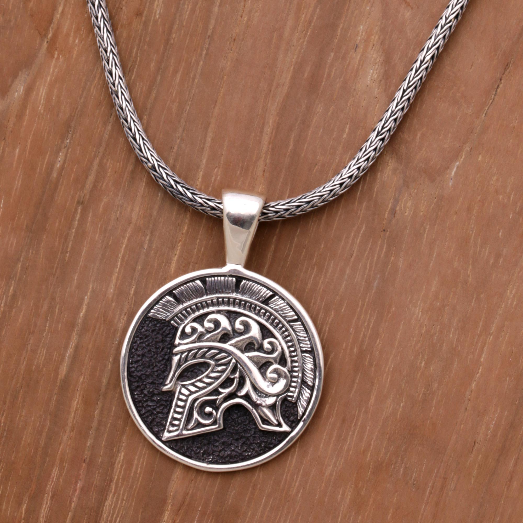 Premium Sterling Silver Hayam Wuruk Helmet Pendant Necklace