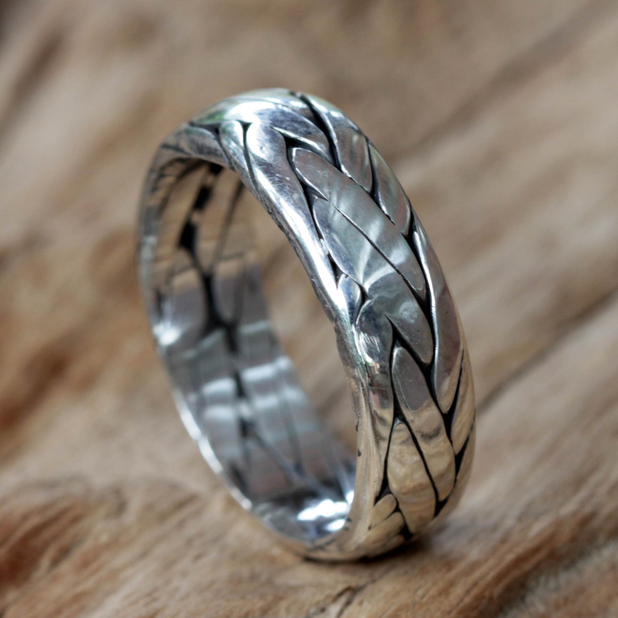 Premium Singaraja Weave Sterling Silver Ring - Handcrafted in Bali