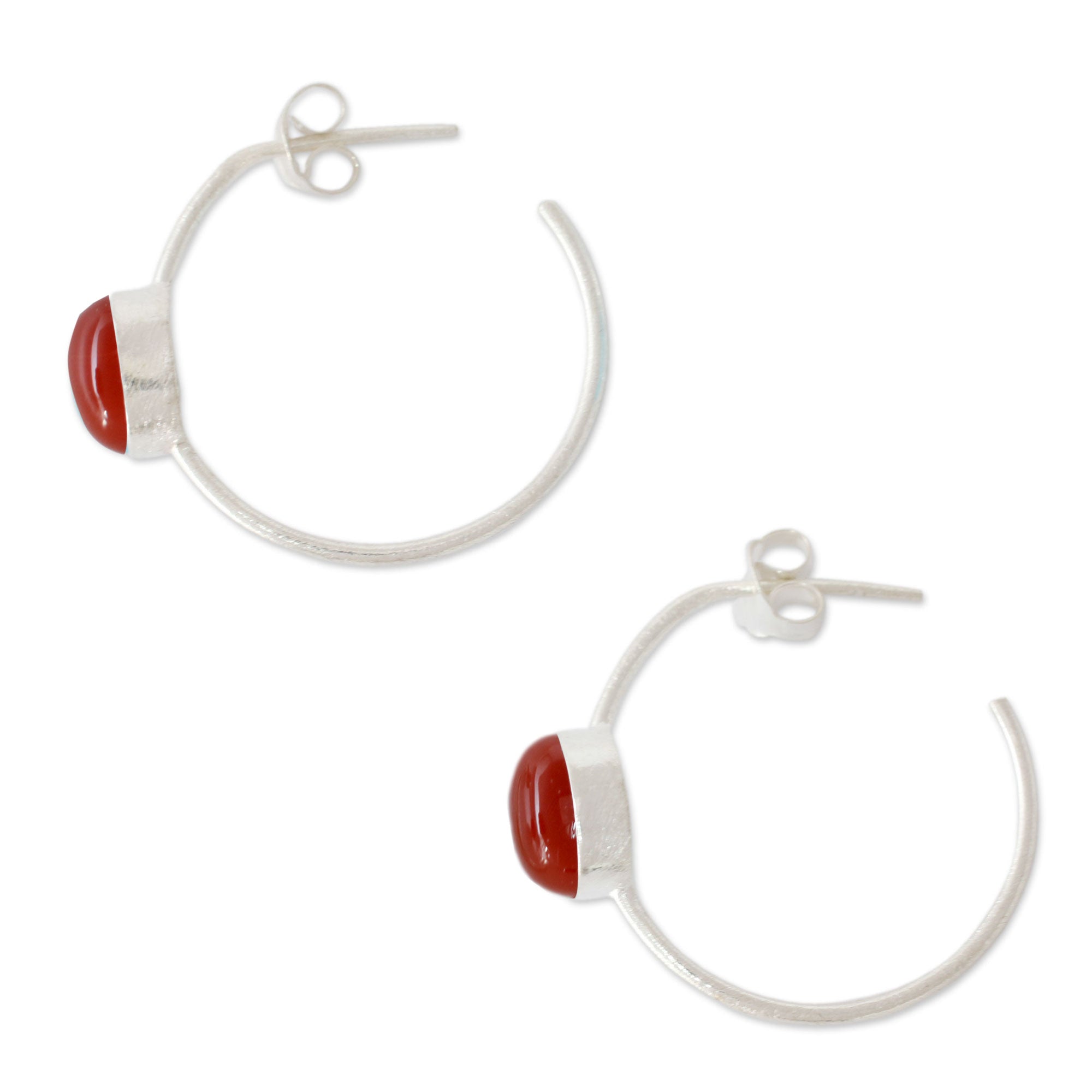 Sky Loop: Premium Minimalist Red Onyx Hoop Earrings