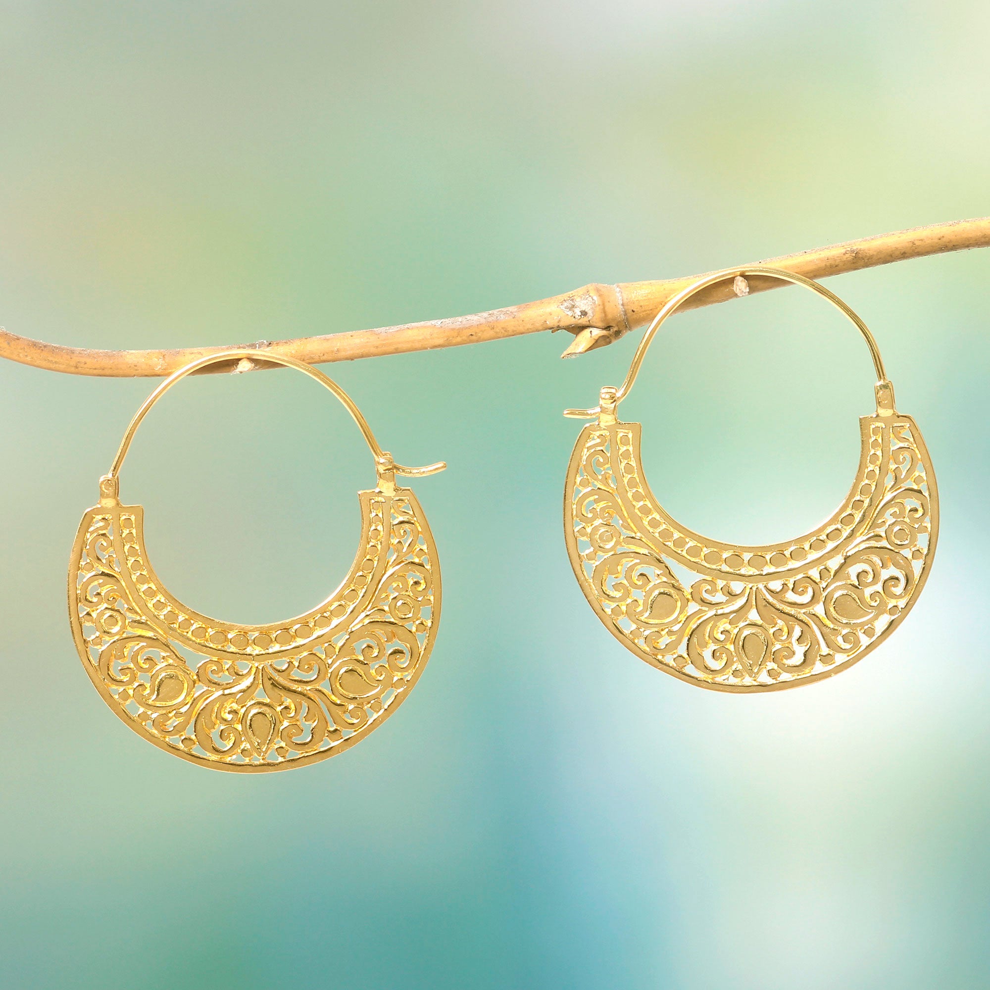 Premium Garden of Eden Gold Plated Hoop Earrings