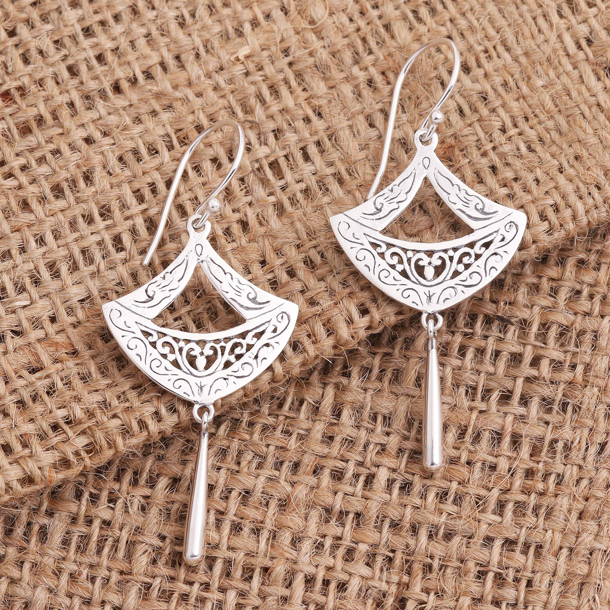 Premium Sterling Silver Paper Lantern Dangle Earrings by Dwi Adiastuti